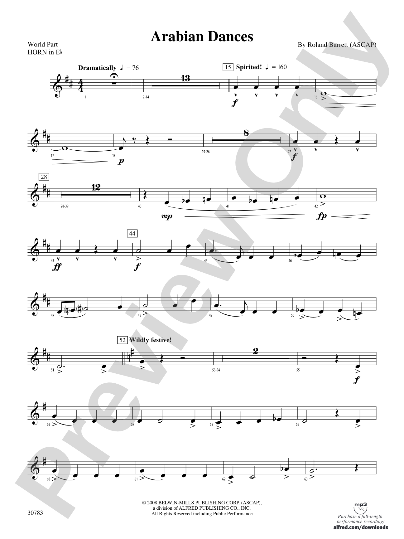 Arabian Dances: (wp) 1st Horn in E-flat