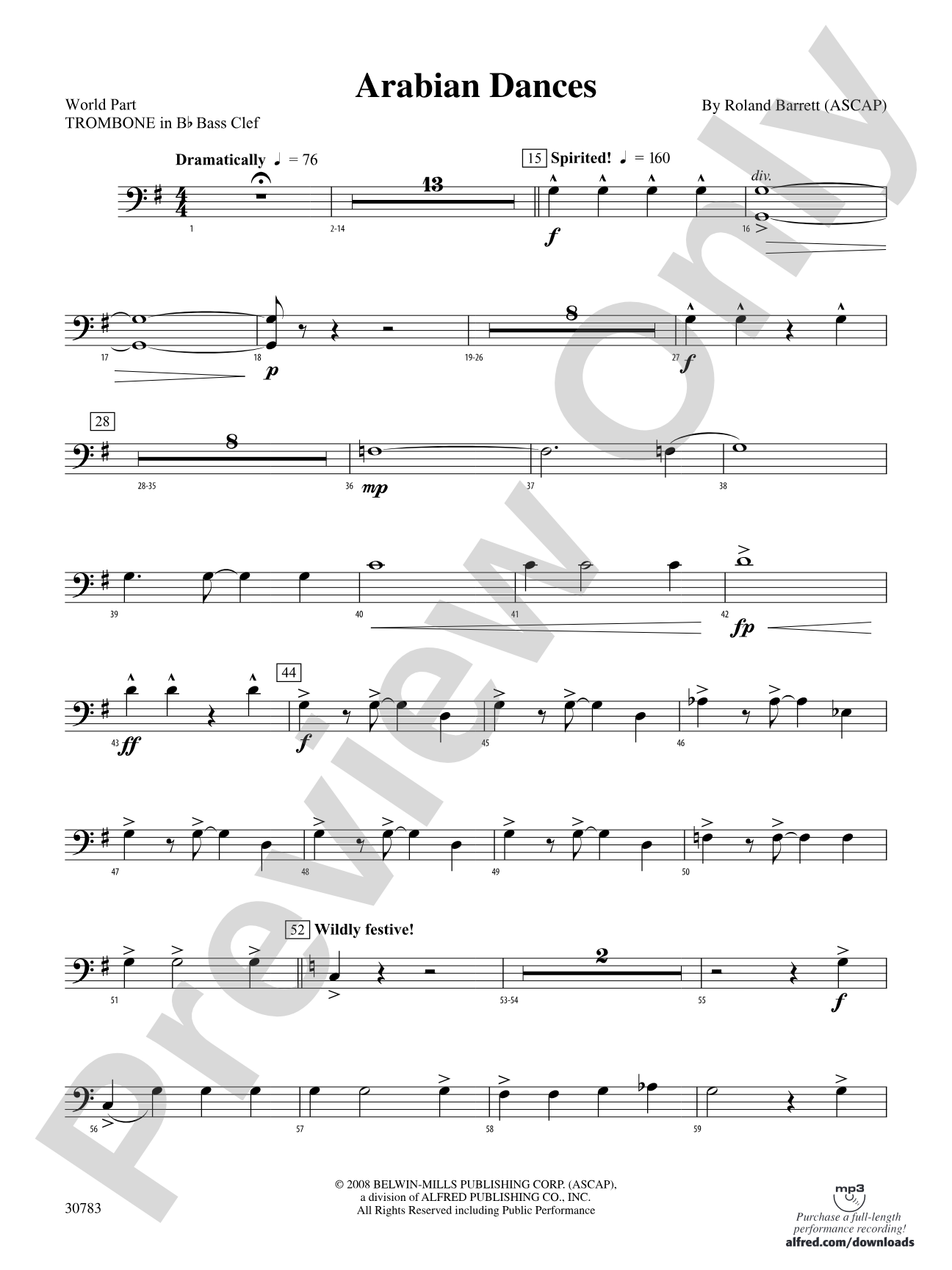 Arabian Dances: (wp) 1st B-flat Trombone B.C.