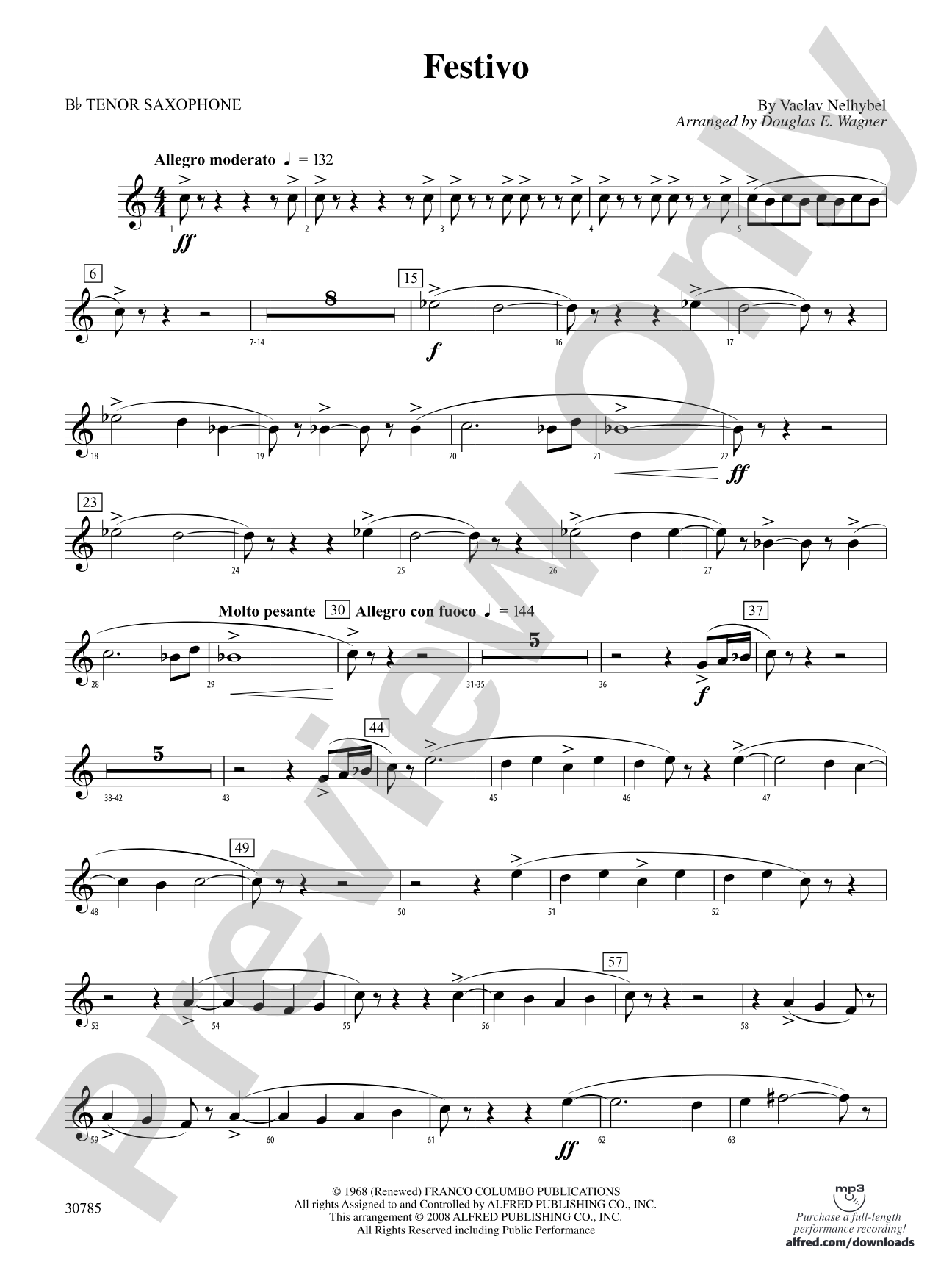 Festivo: B-flat Tenor Saxophone