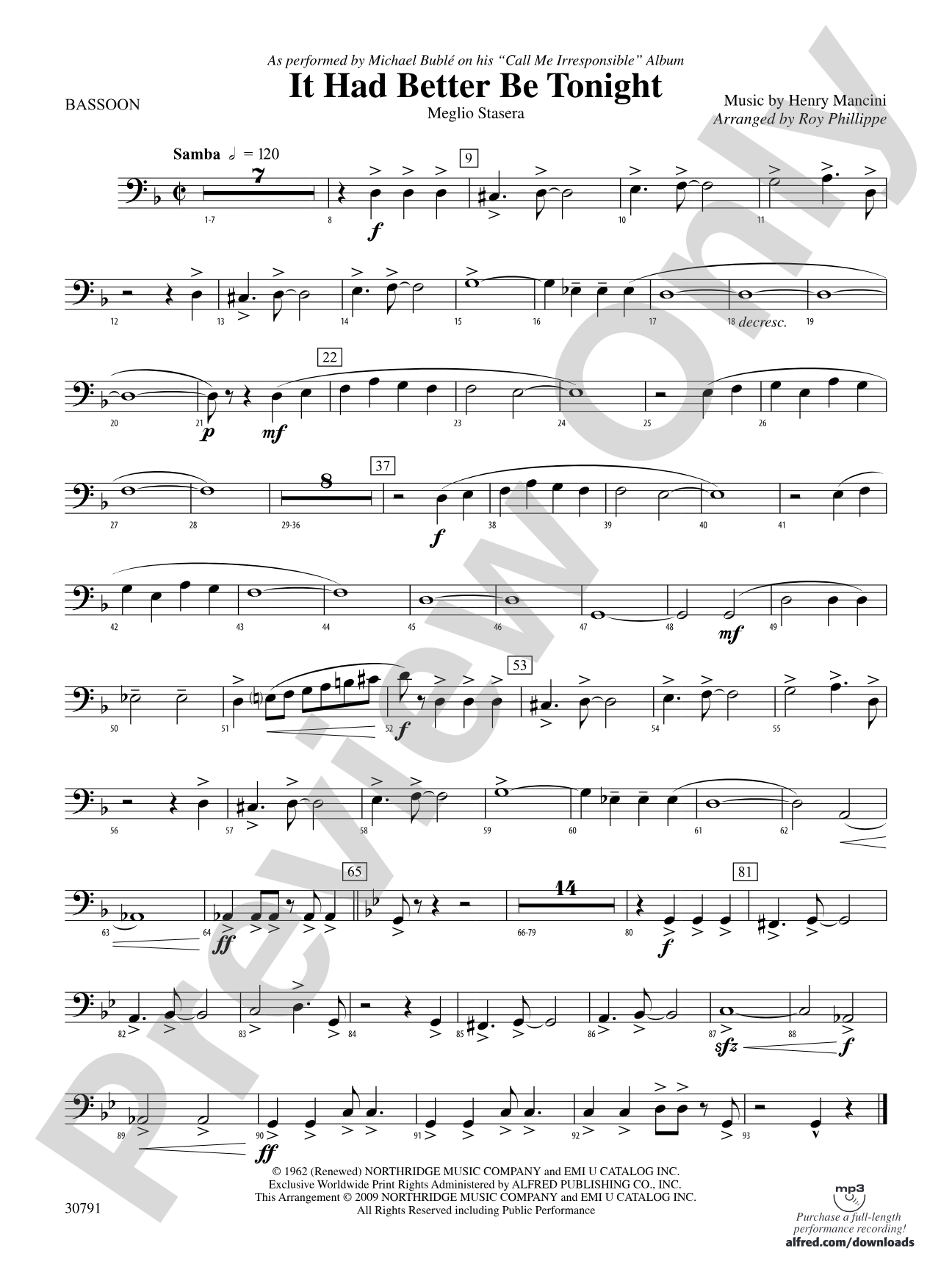It Had Better Be Tonight (Meglio Stasera): Bassoon