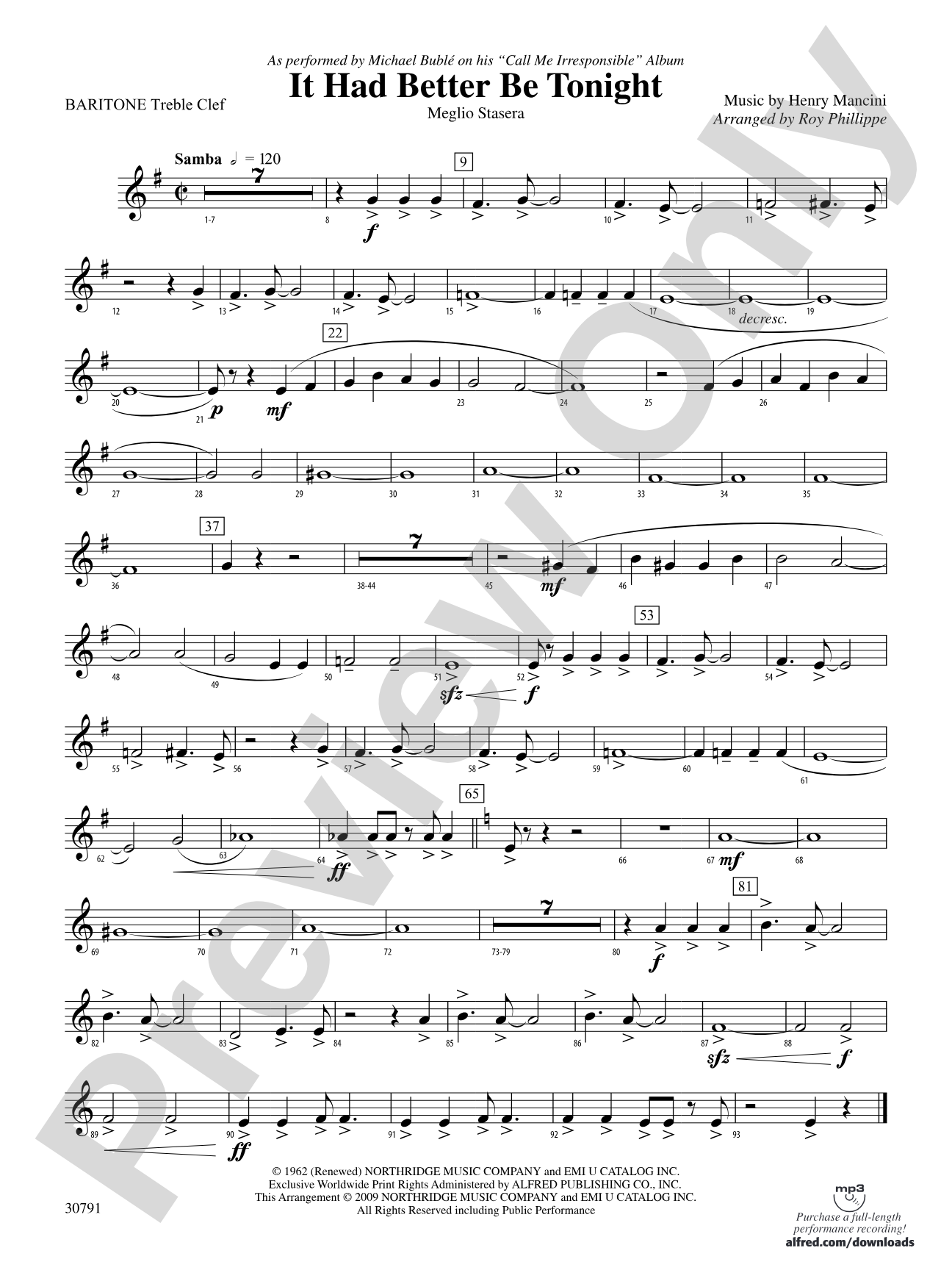 It Had Better Be Tonight (Meglio Stasera): Baritone T.C.