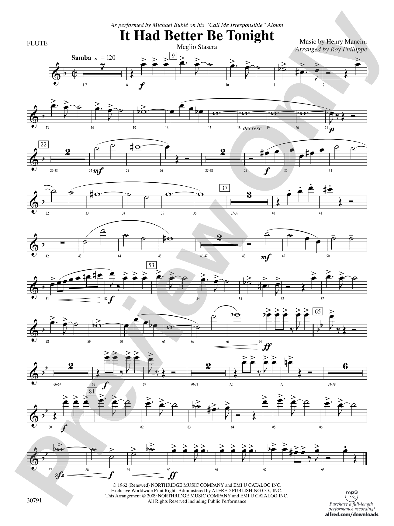 It Had Better Be Tonight (Meglio Stasera): Flute