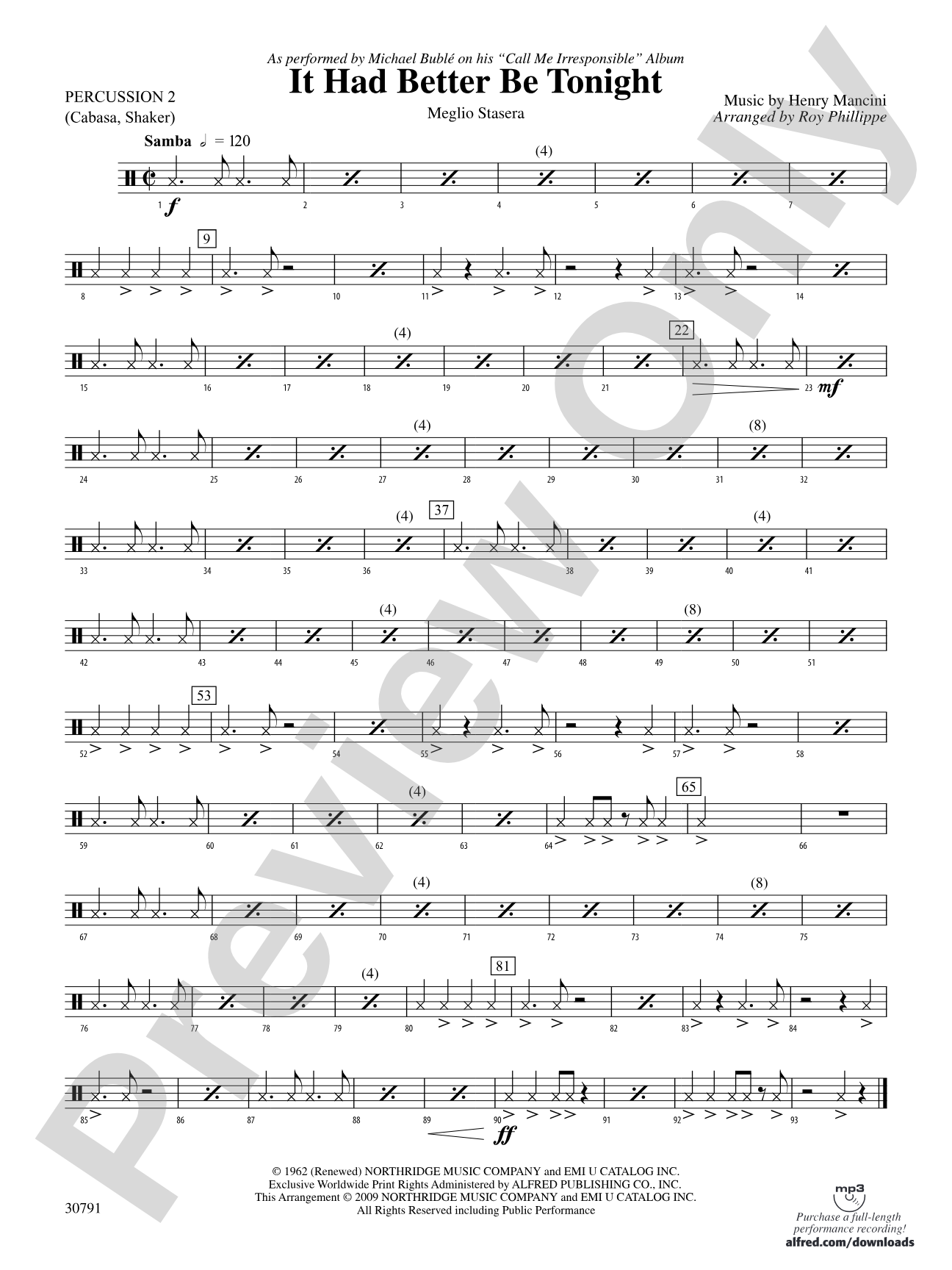 It Had Better Be Tonight (Meglio Stasera): 2nd Percussion