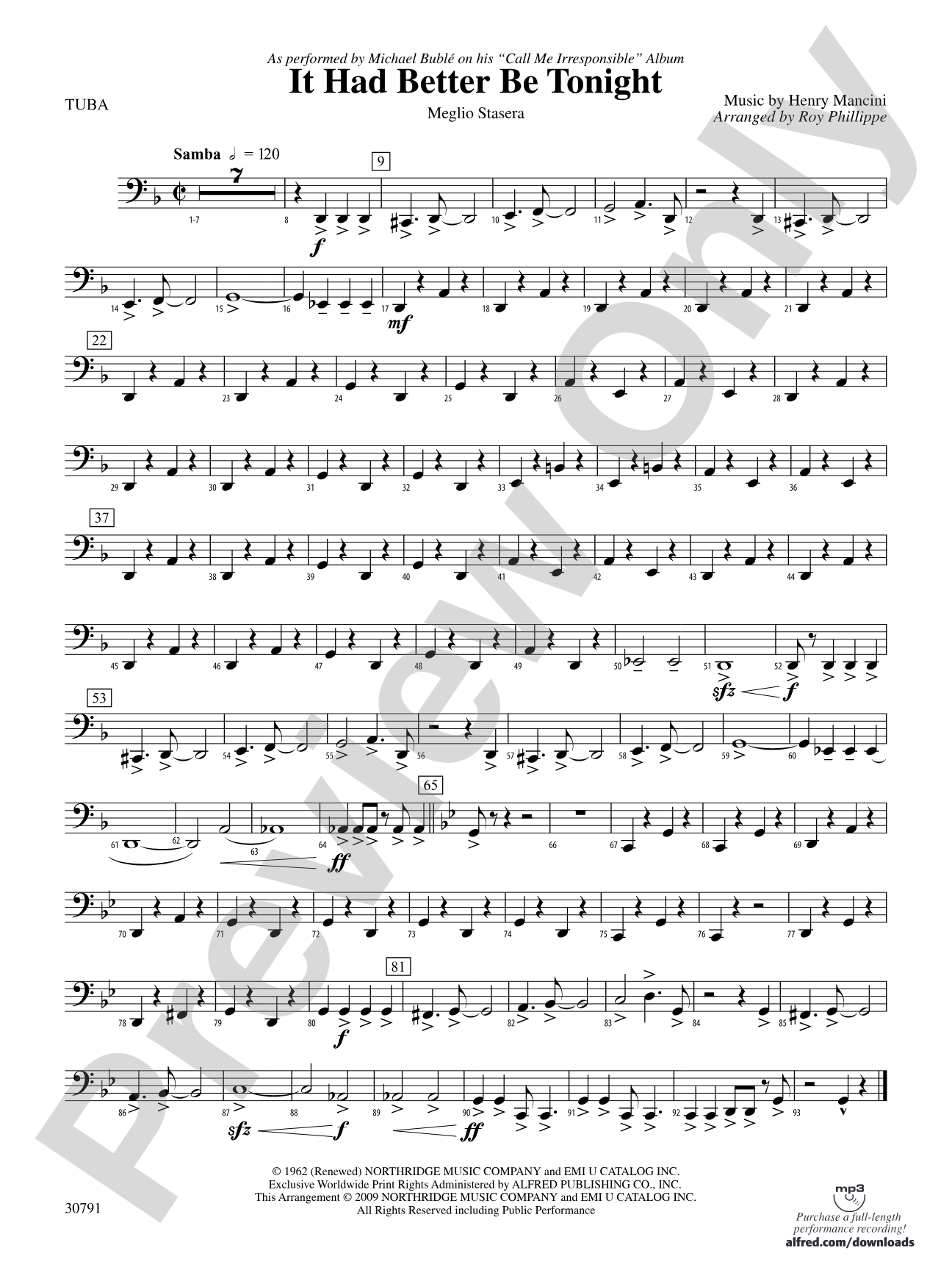 It Had Better Be Tonight (Meglio Stasera): Tuba