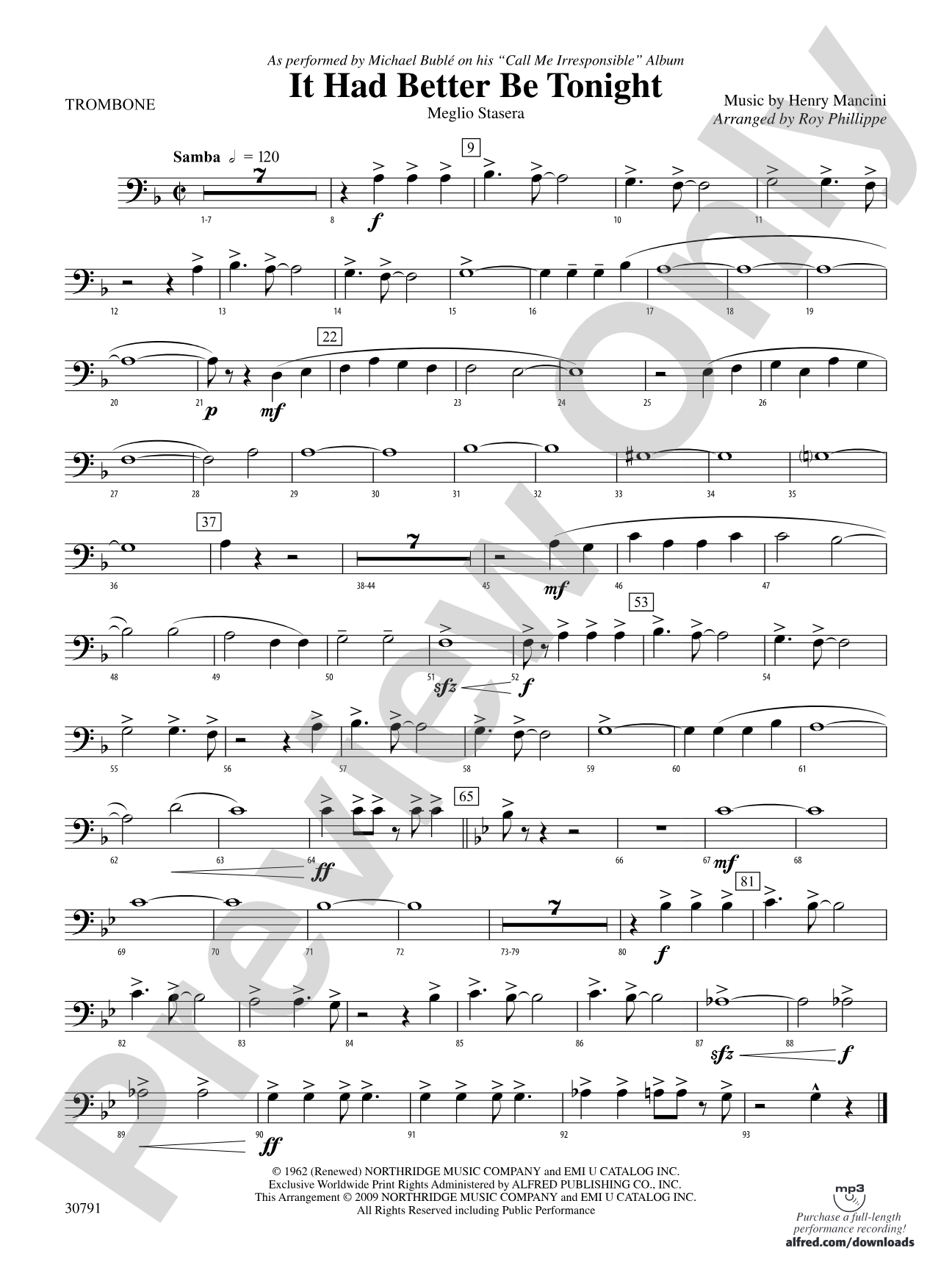 It Had Better Be Tonight (Meglio Stasera): 1st Trombone