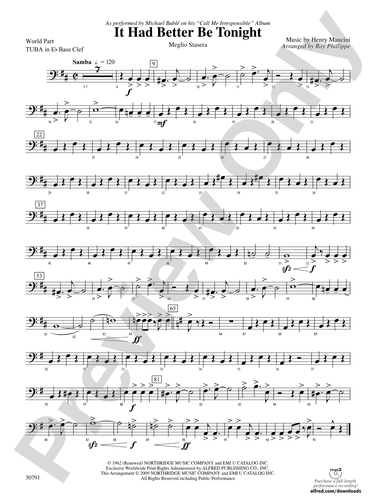 It Had Better Be Tonight (Meglio Stasera): (wp) E-flat Tuba B.C.