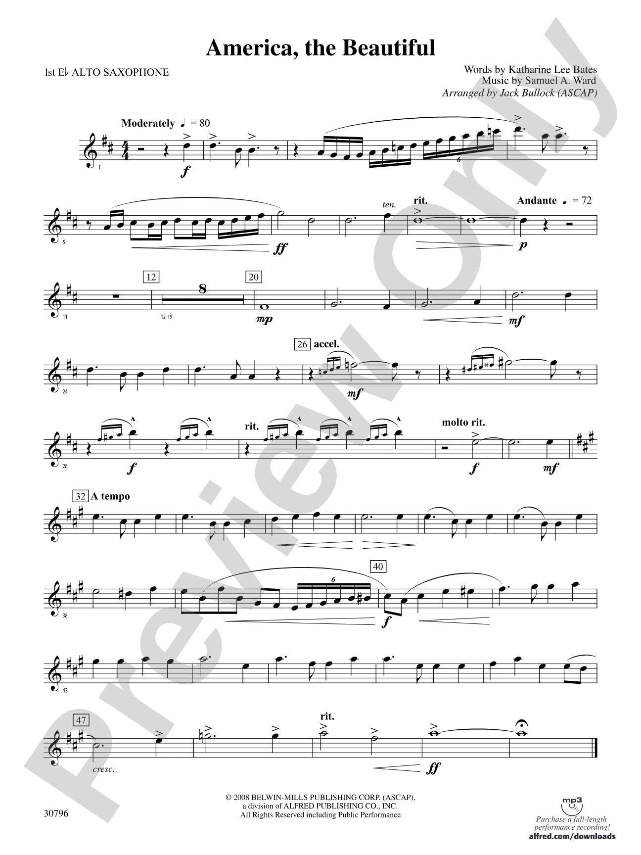 America, the Beautiful: E-flat Alto Saxophone
