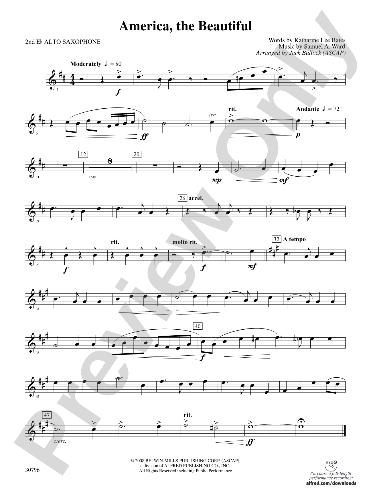 America, the Beautiful: 2nd E-flat Alto Saxophone