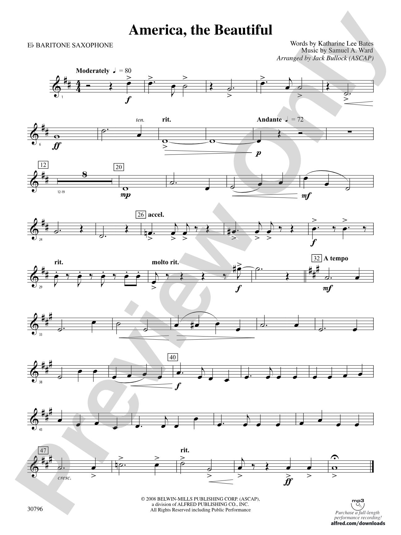 America, the Beautiful: E-flat Baritone Saxophone