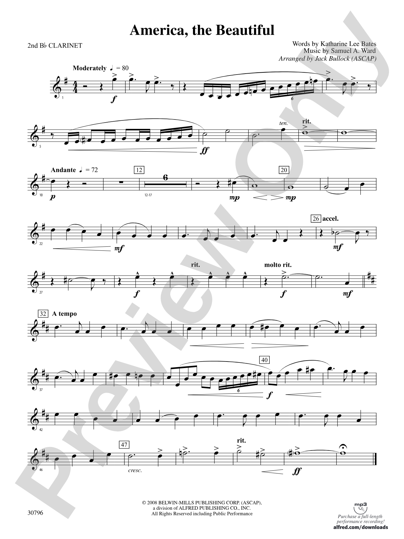 America, the Beautiful: 2nd B-flat Clarinet
