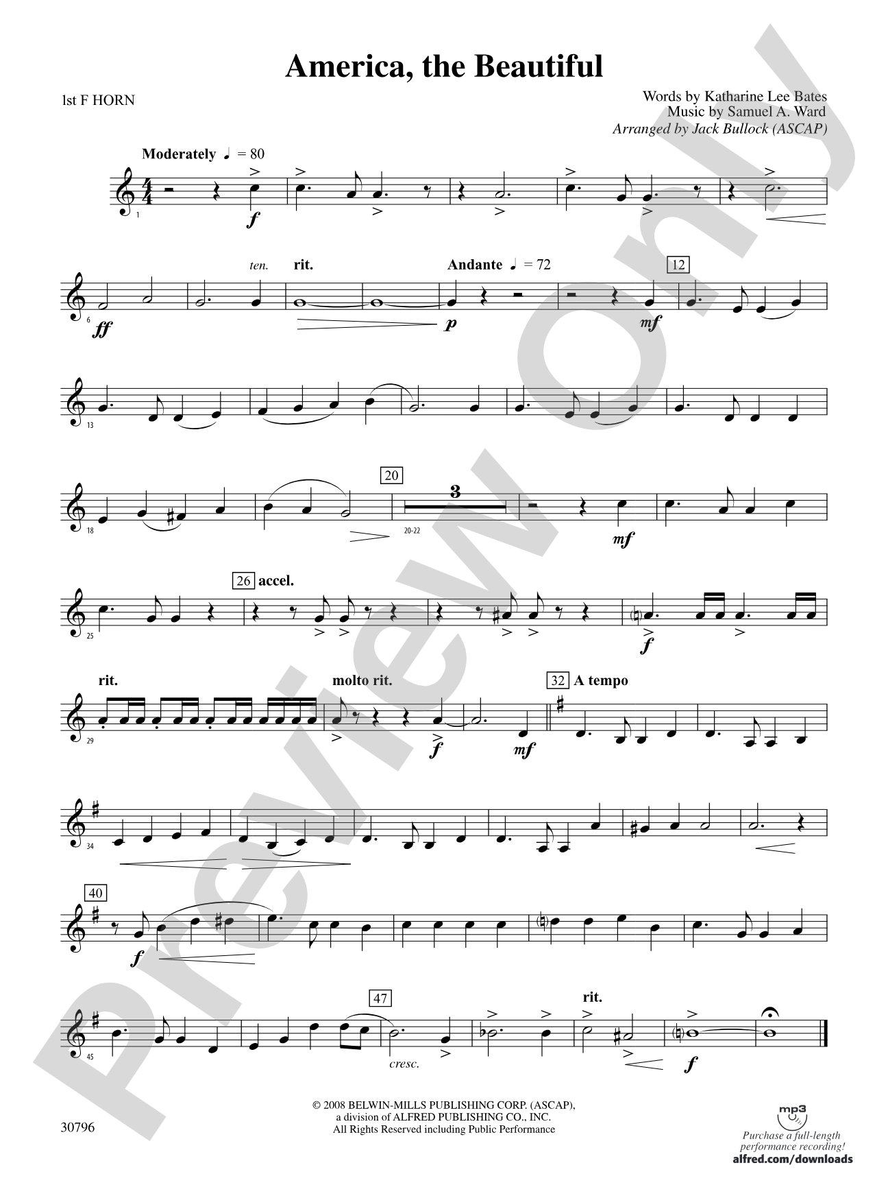 America, the Beautiful: 1st F Horn