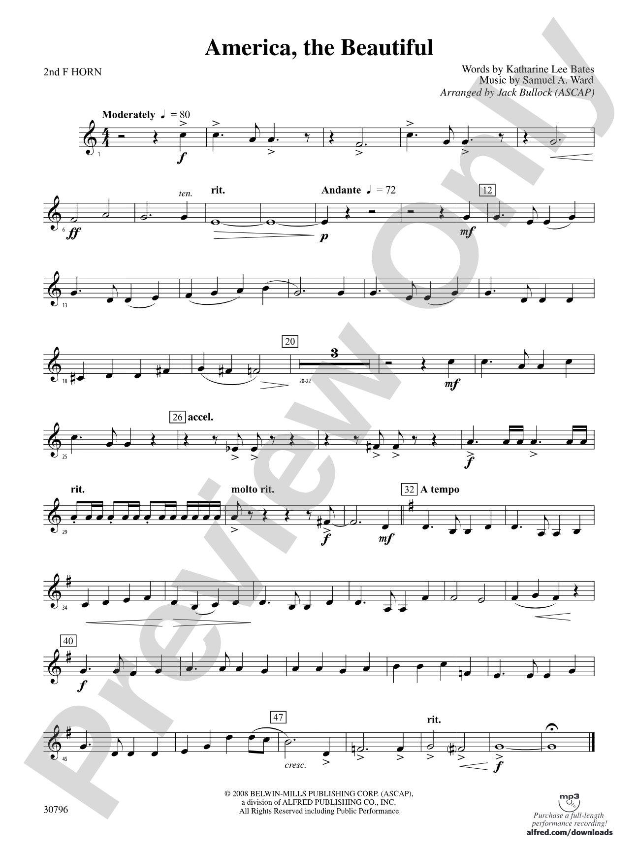 America, the Beautiful: 2nd F Horn