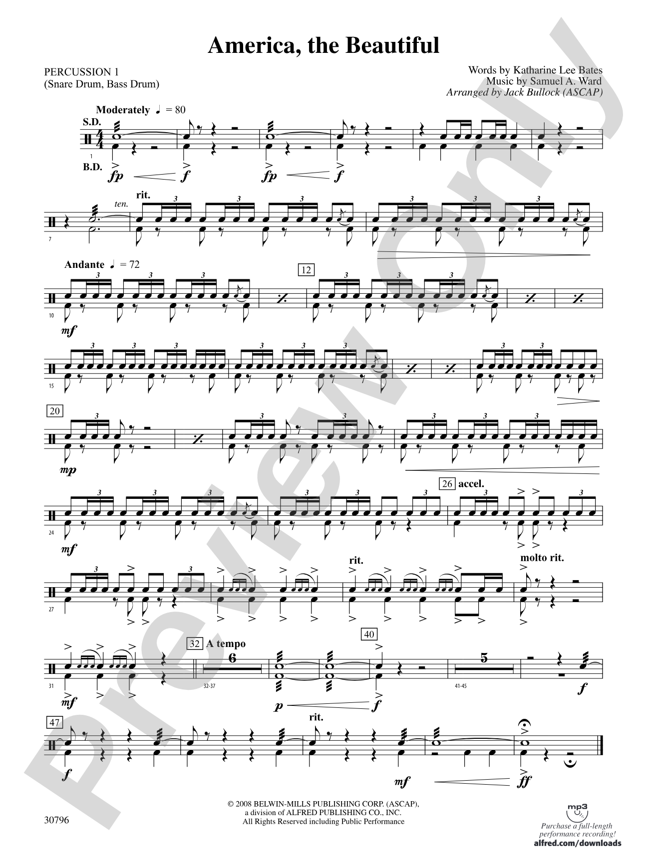 America, the Beautiful: 1st Percussion