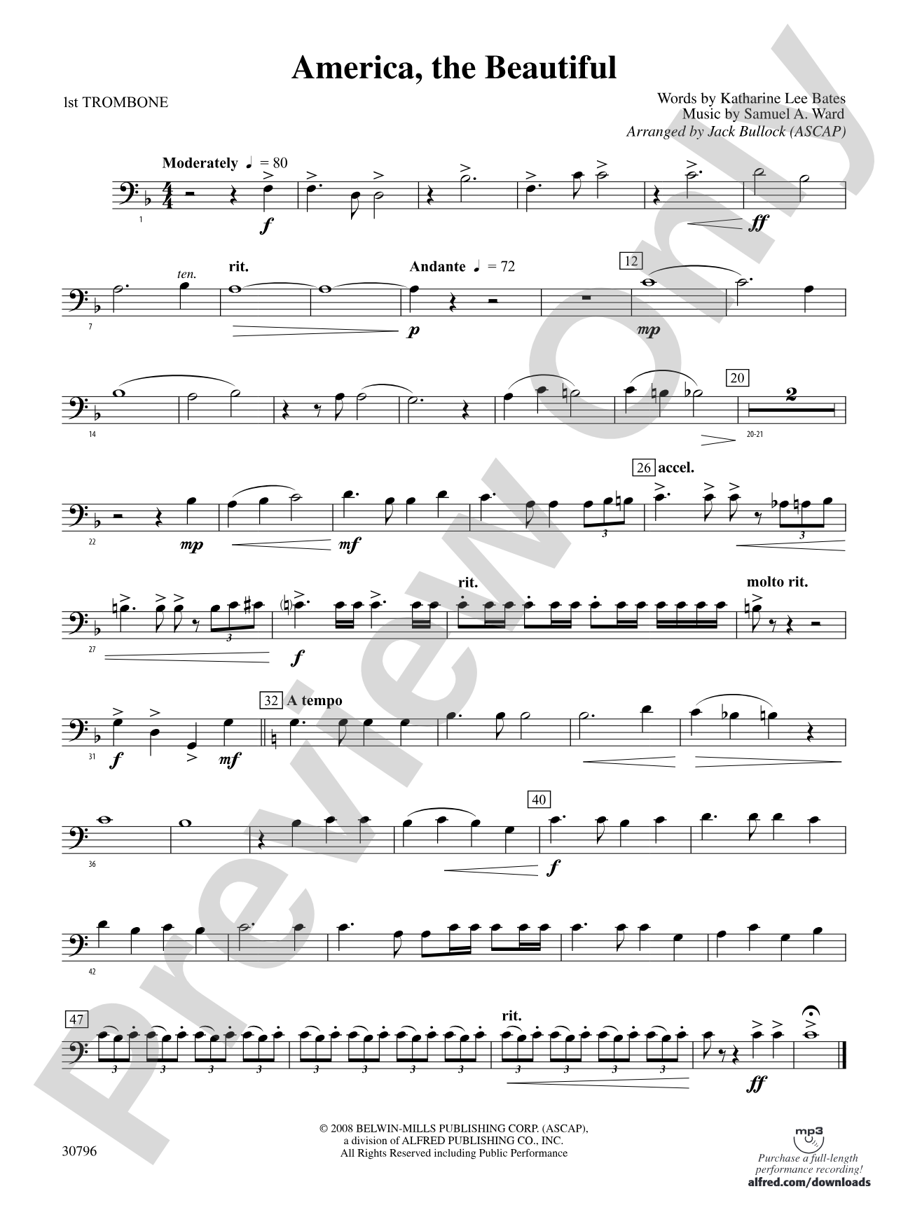 America, the Beautiful: 1st Trombone