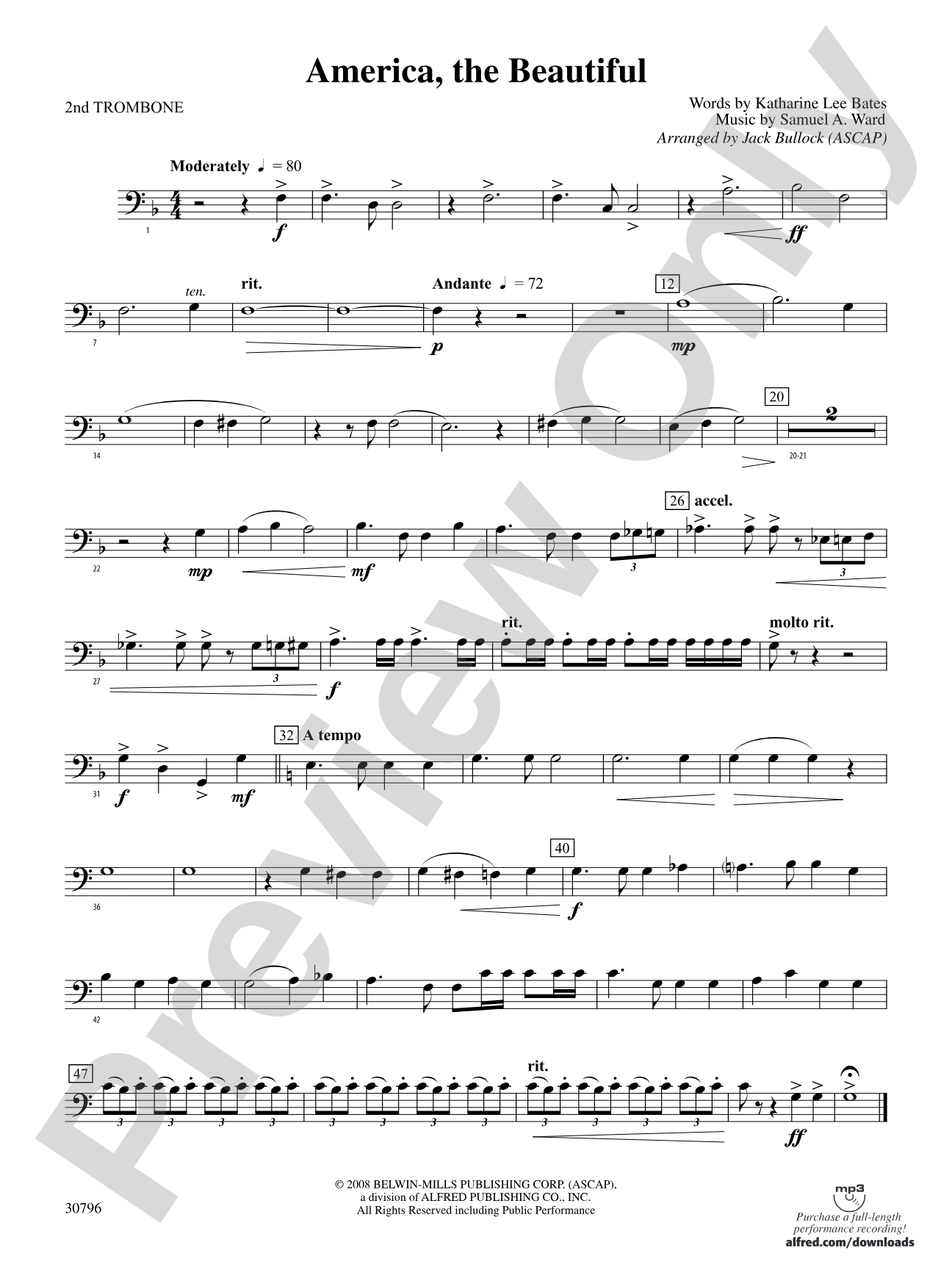 America, the Beautiful: 2nd Trombone
