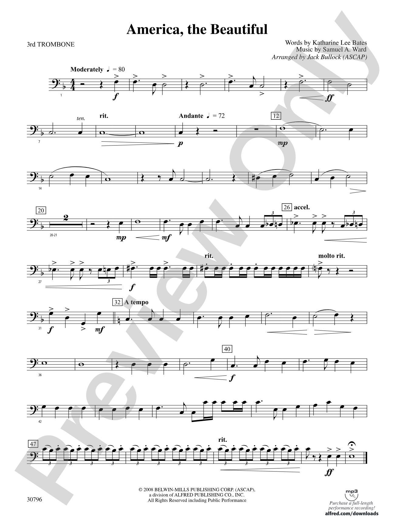 America, the Beautiful: 3rd Trombone