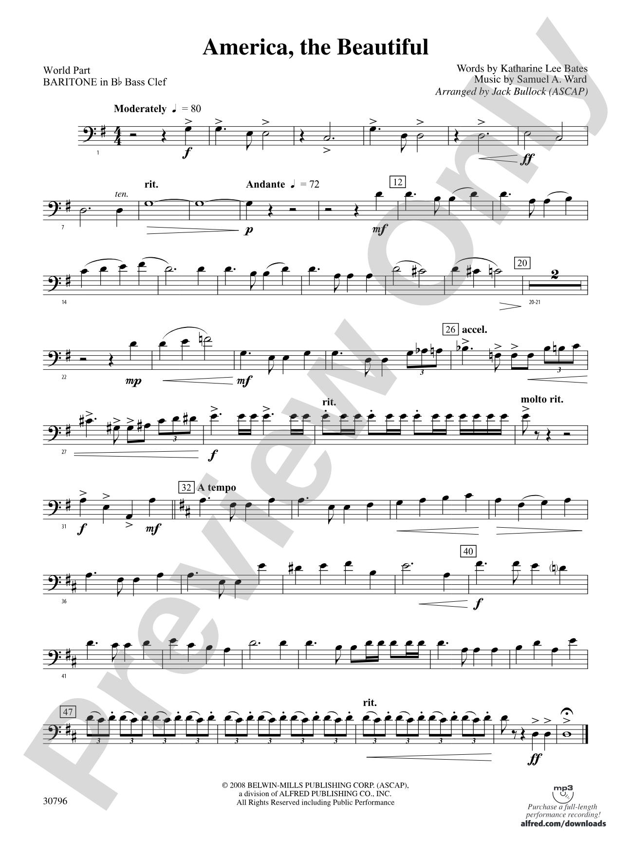 America, the Beautiful: (wp) B-flat Baritone B.C.