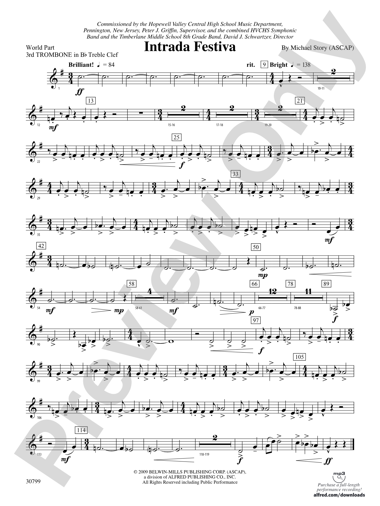 Intrada Festiva: (wp) 3rd B-flat Trombone T.C.