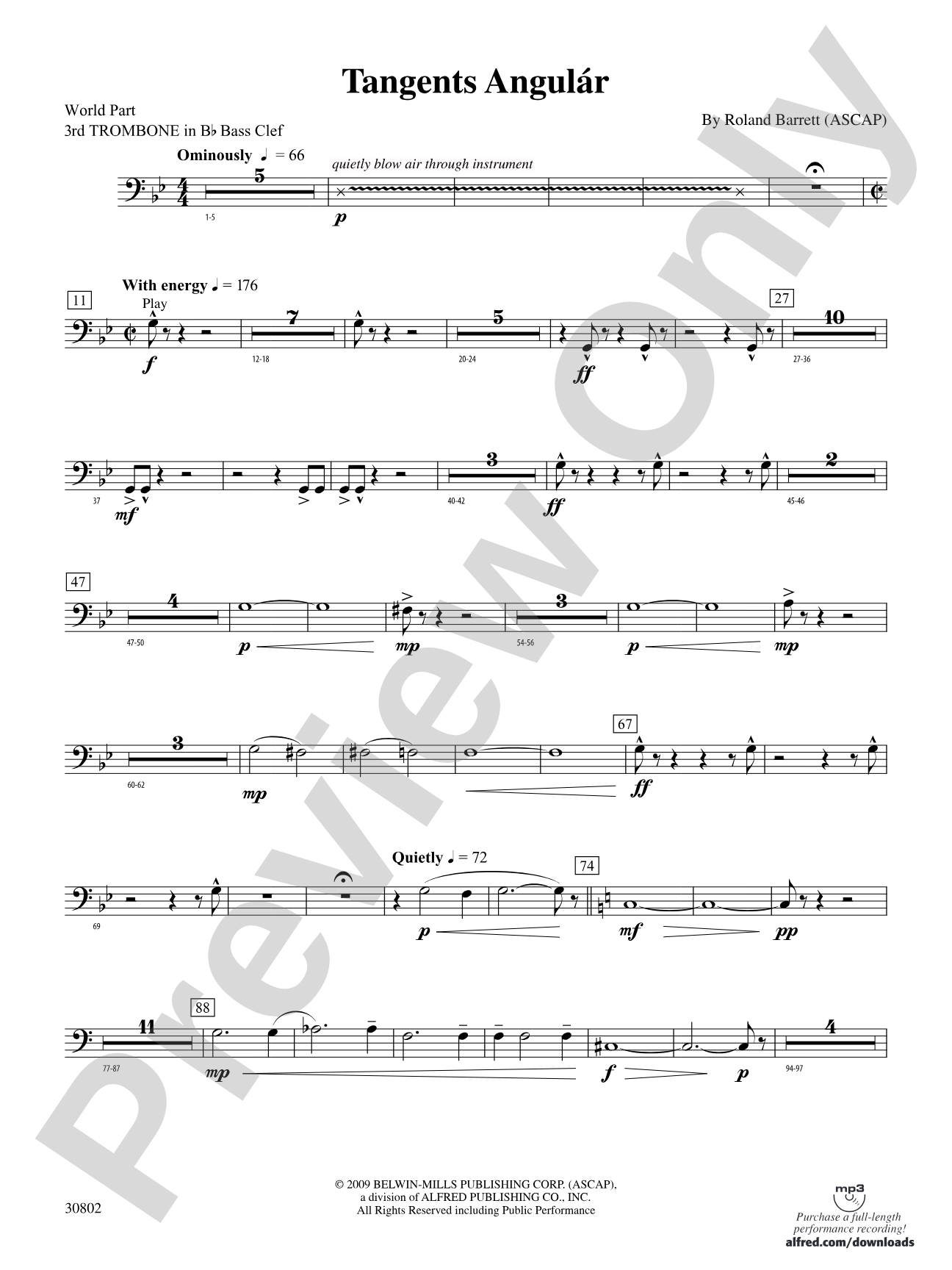 Tangents Angulár: (wp) 3rd B-flat Trombone B.C.