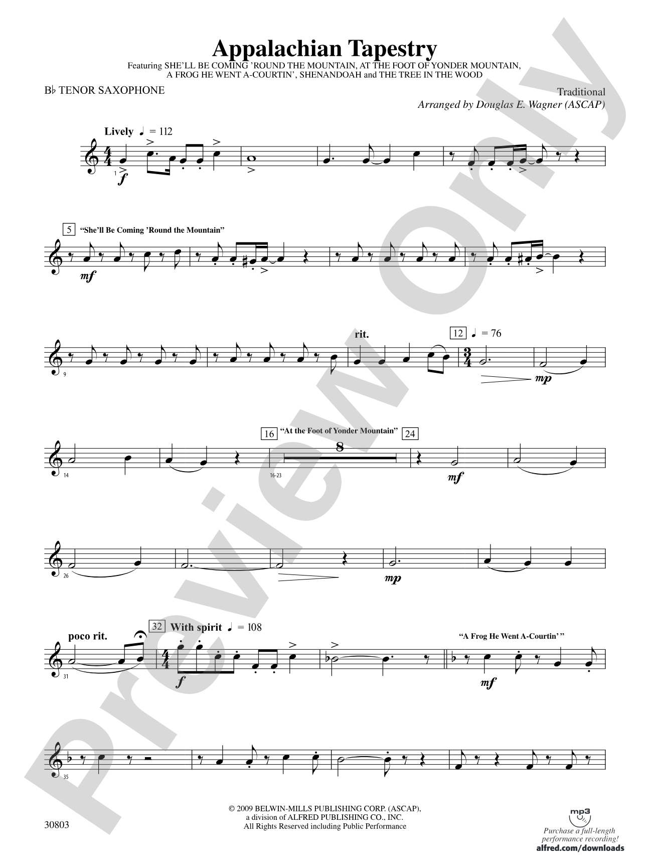 Appalachian Tapestry: B-flat Tenor Saxophone