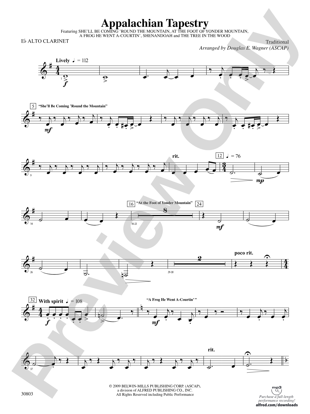 Appalachian Tapestry: (wp) E-flat Alto Clarinet