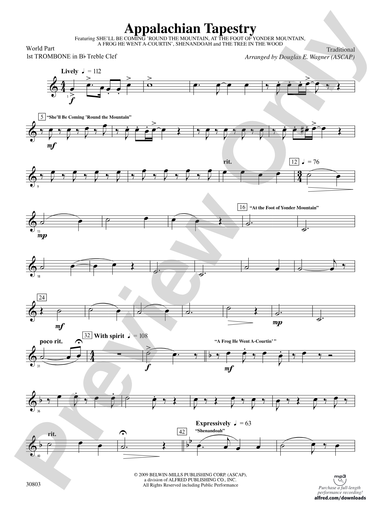 Appalachian Tapestry: (wp) 1st B-flat Trombone T.C.