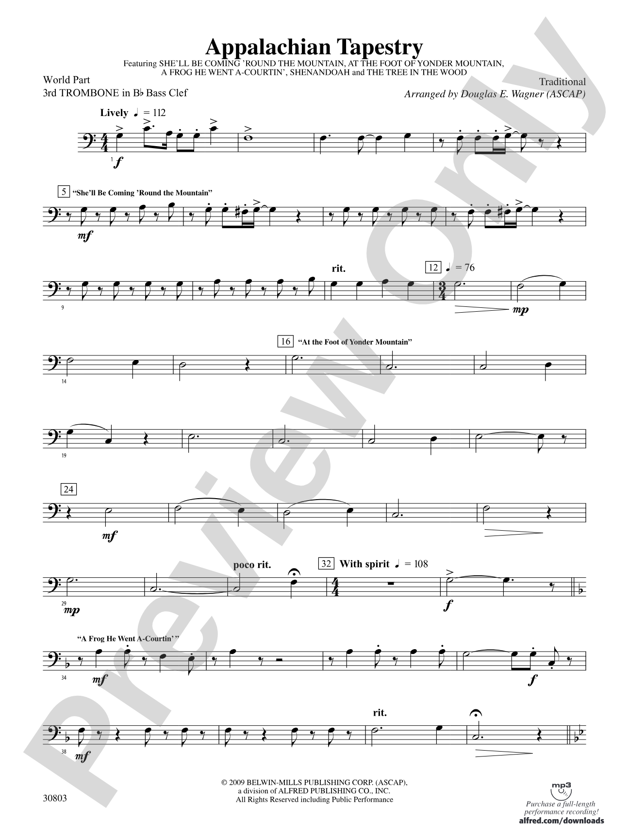 Appalachian Tapestry: (wp) 3rd B-flat Trombone B.C.