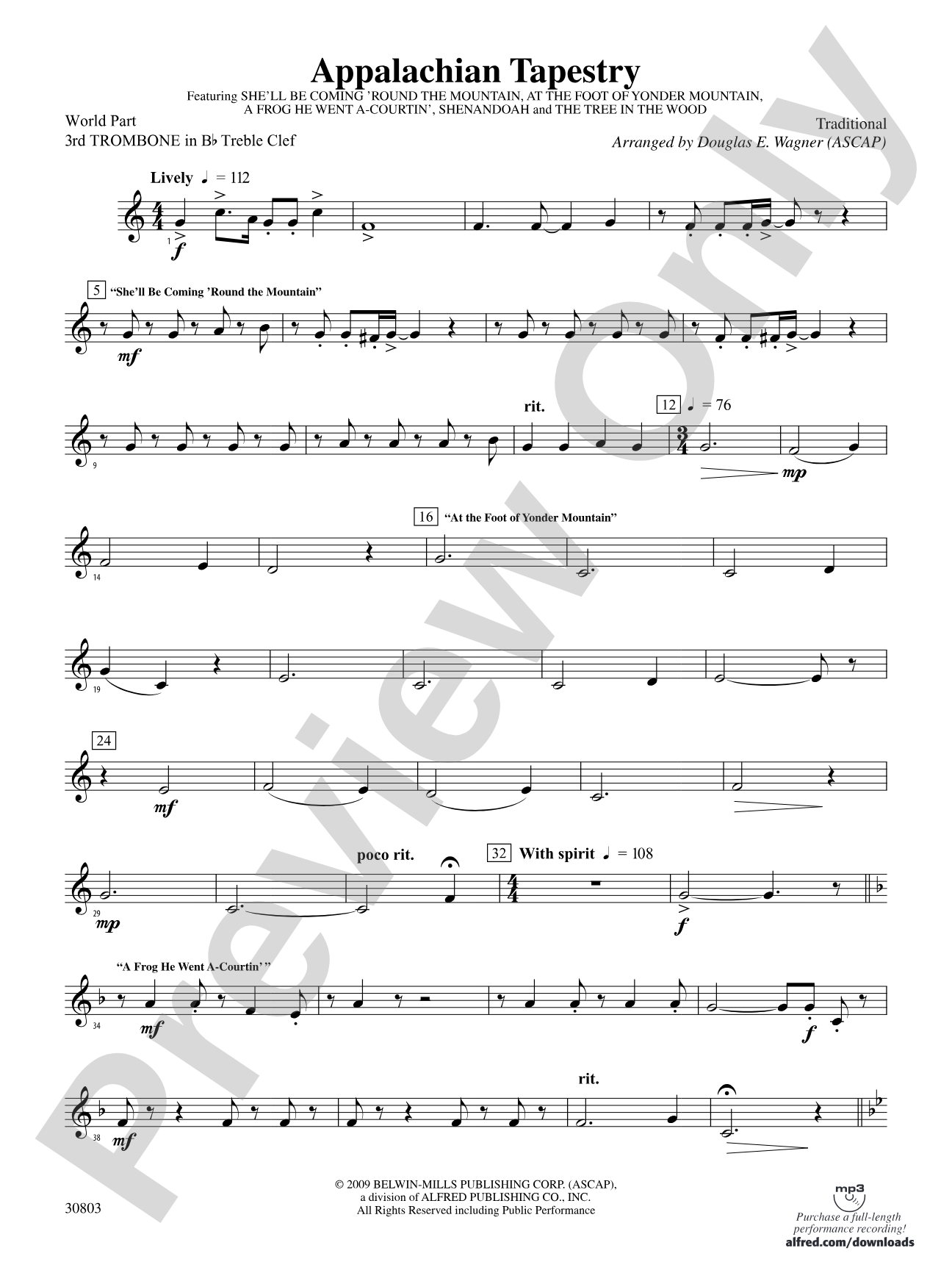 Appalachian Tapestry: (wp) 3rd B-flat Trombone T.C.