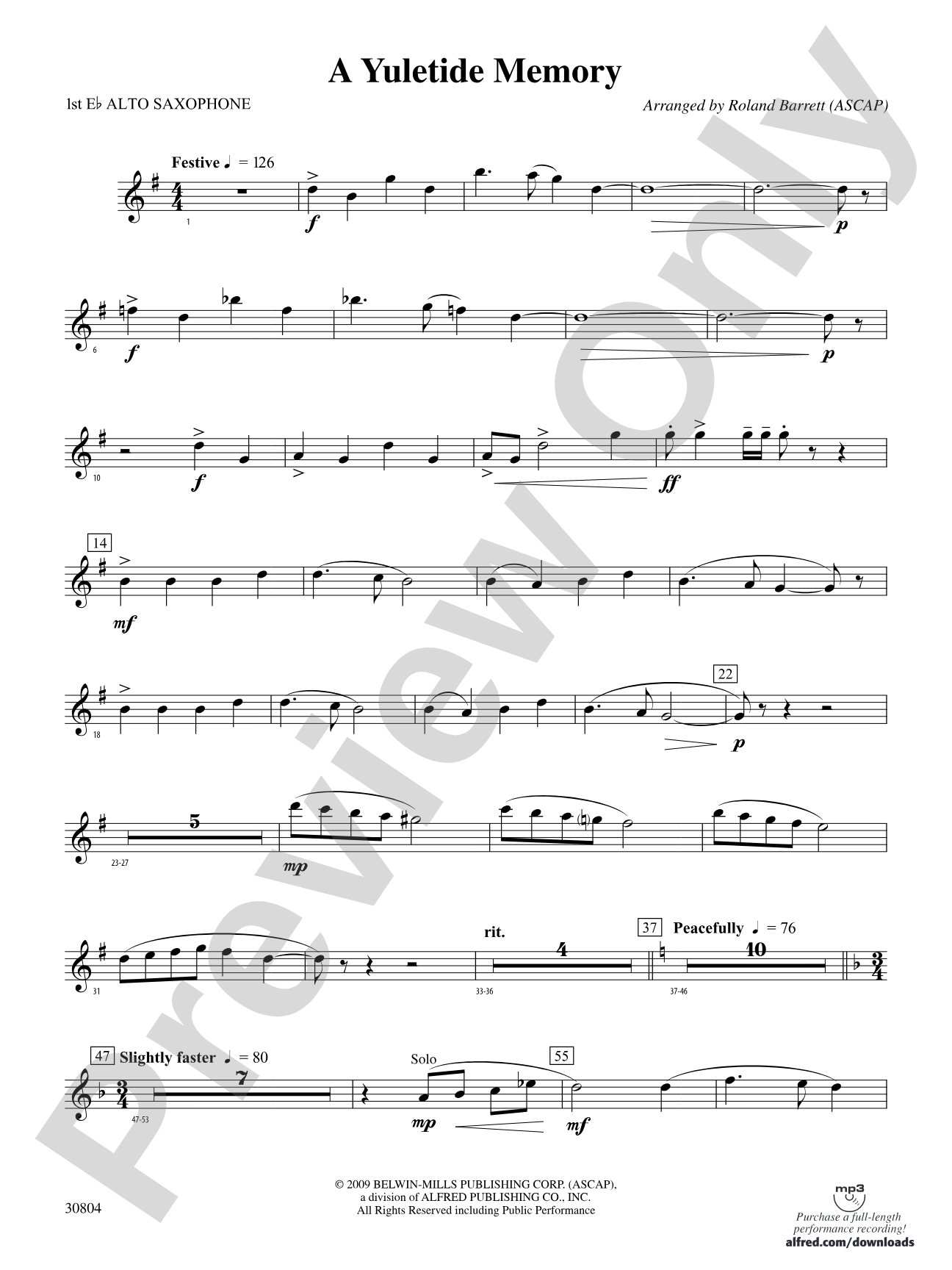 A Yuletide Memory: E-flat Alto Saxophone