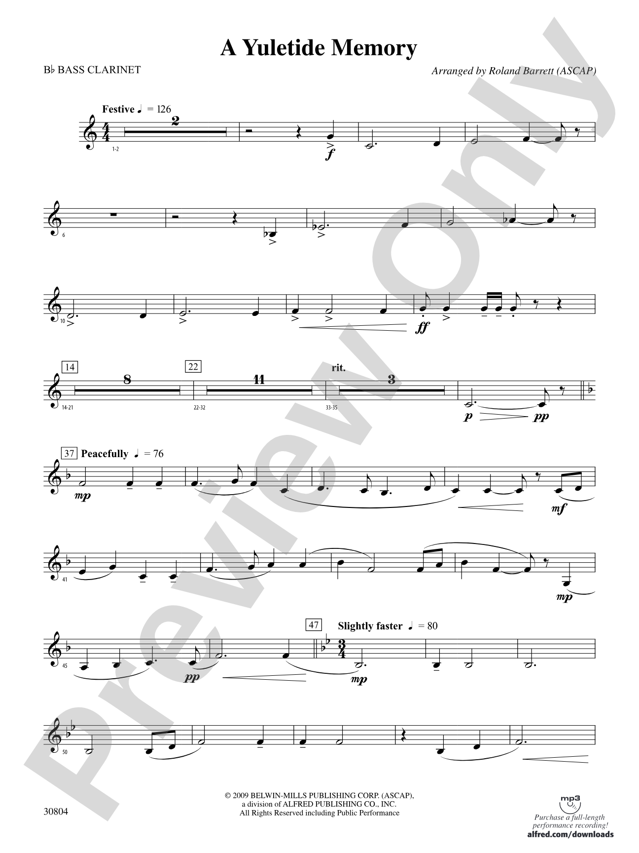 A Yuletide Memory: B-flat Bass Clarinet