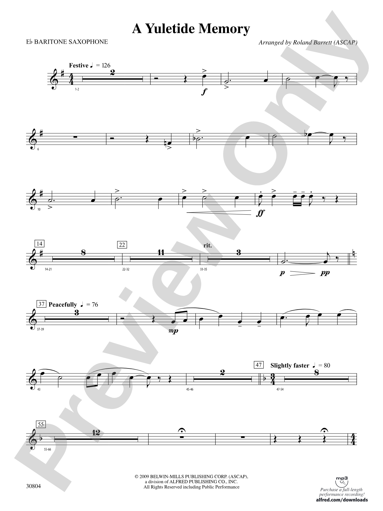 A Yuletide Memory: E-flat Baritone Saxophone