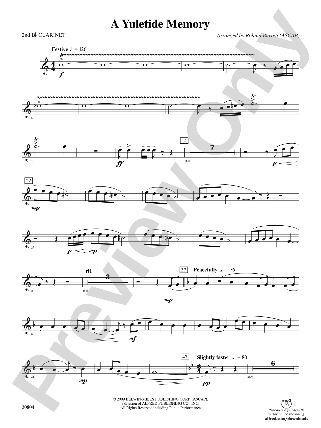 A Yuletide Memory: 2nd B-flat Clarinet
