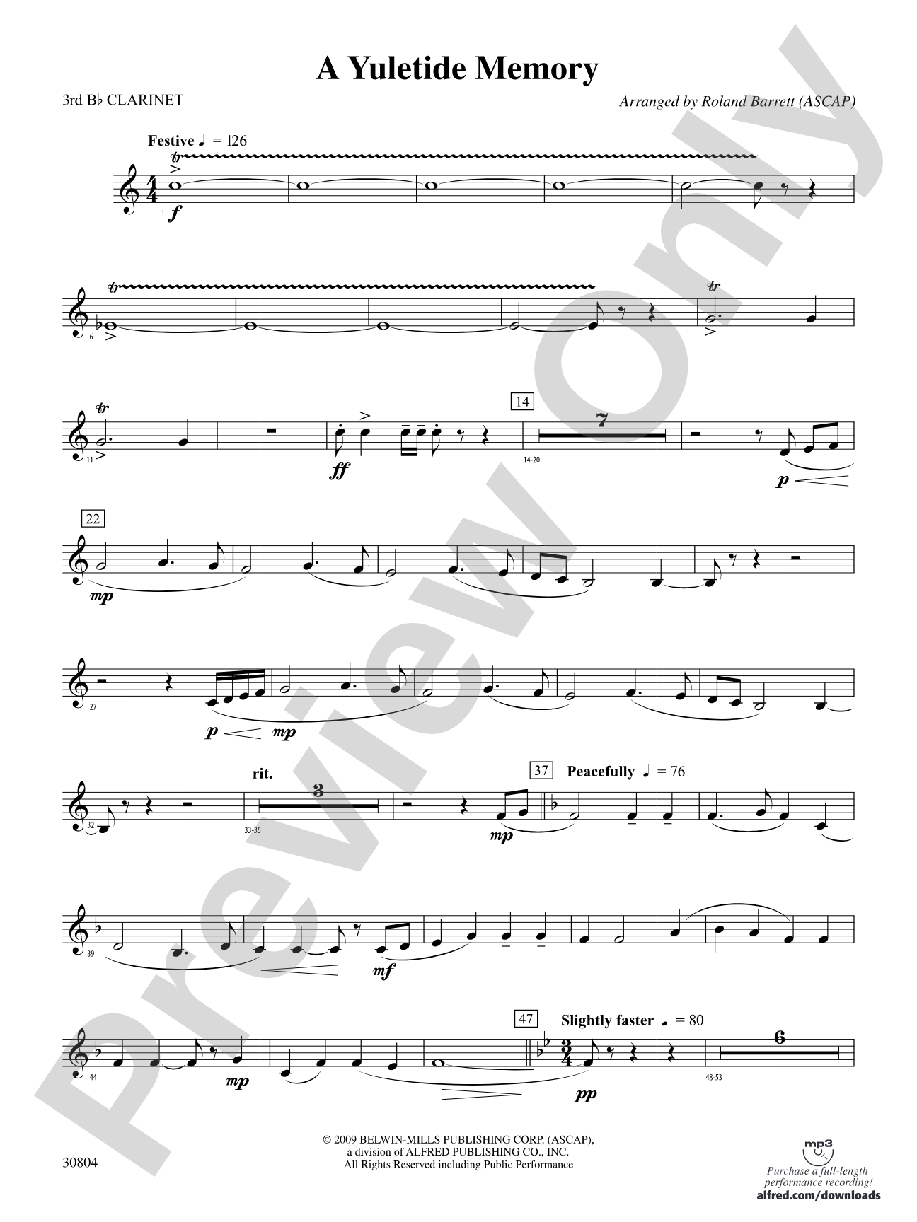 A Yuletide Memory: 3rd B-flat Clarinet