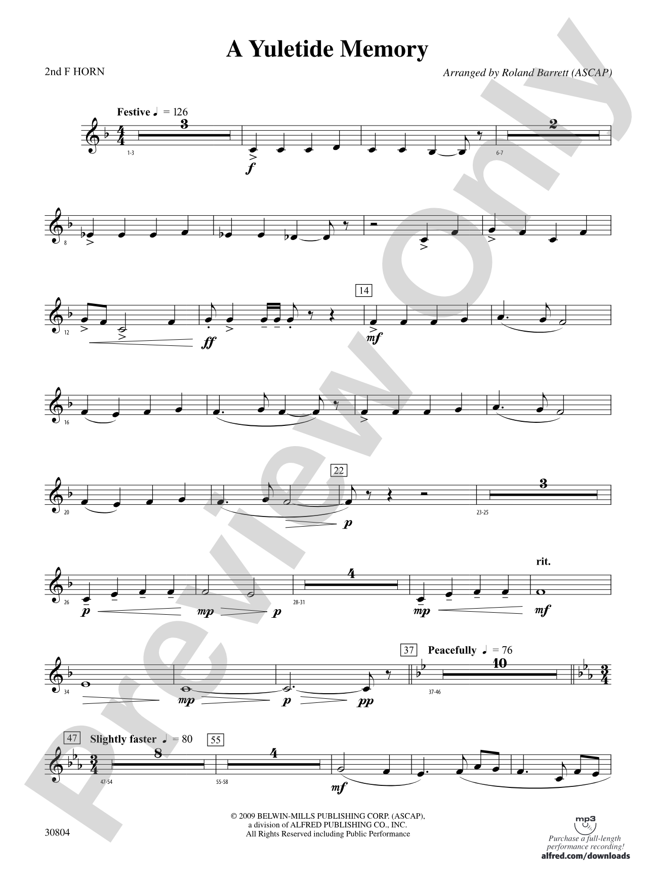 A Yuletide Memory: 2nd F Horn