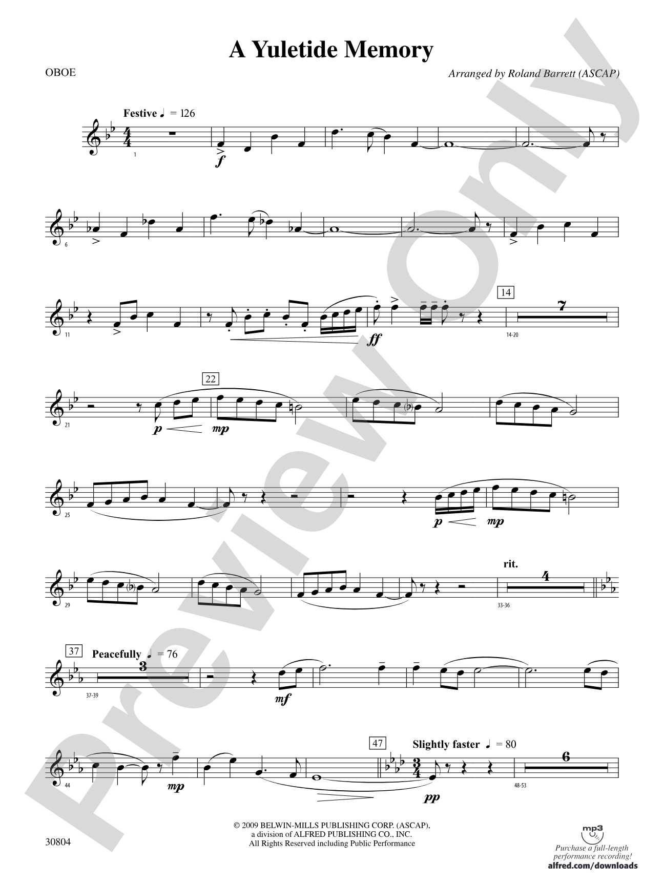 A Yuletide Memory: Oboe