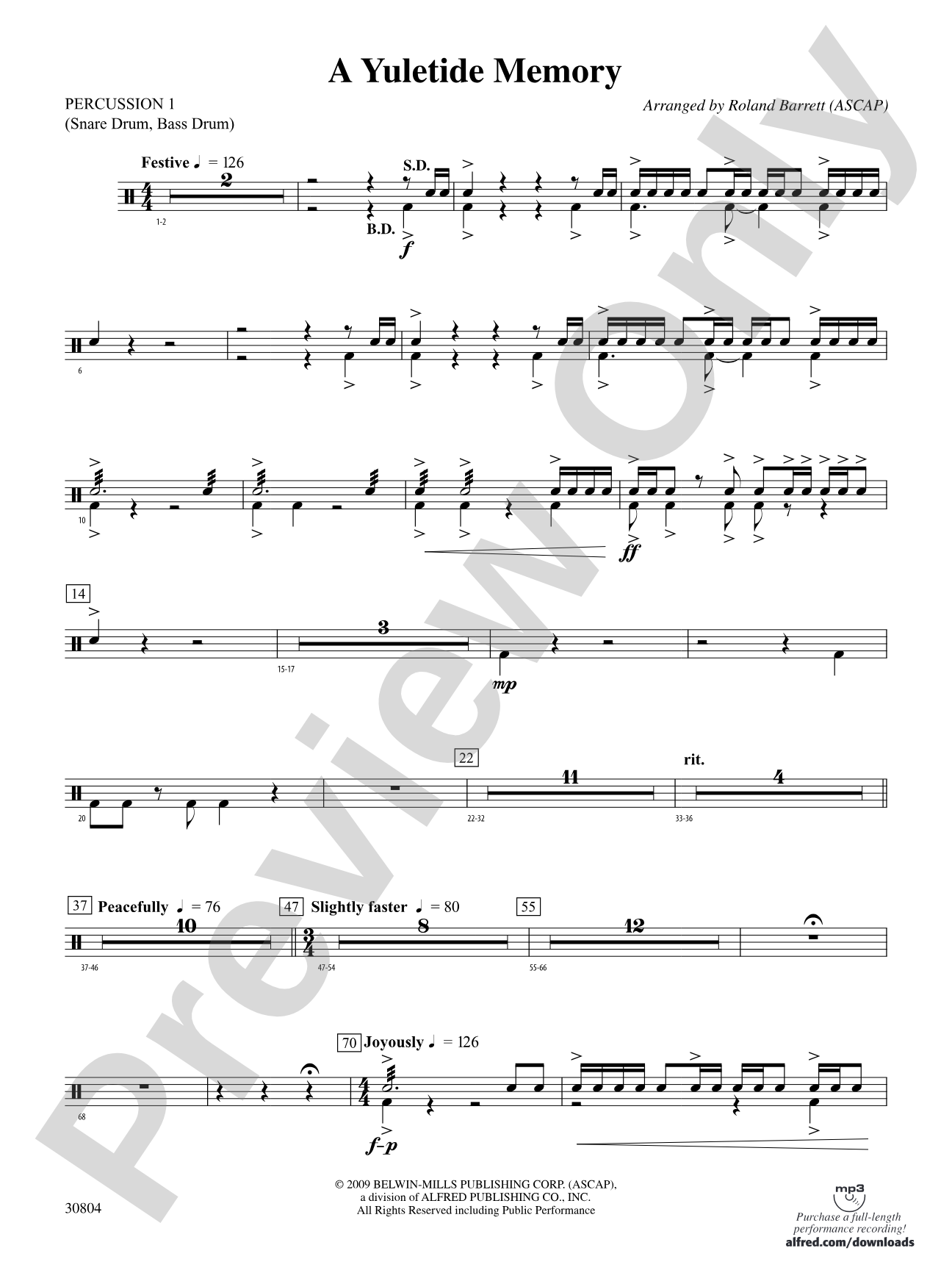 A Yuletide Memory: 1st Percussion