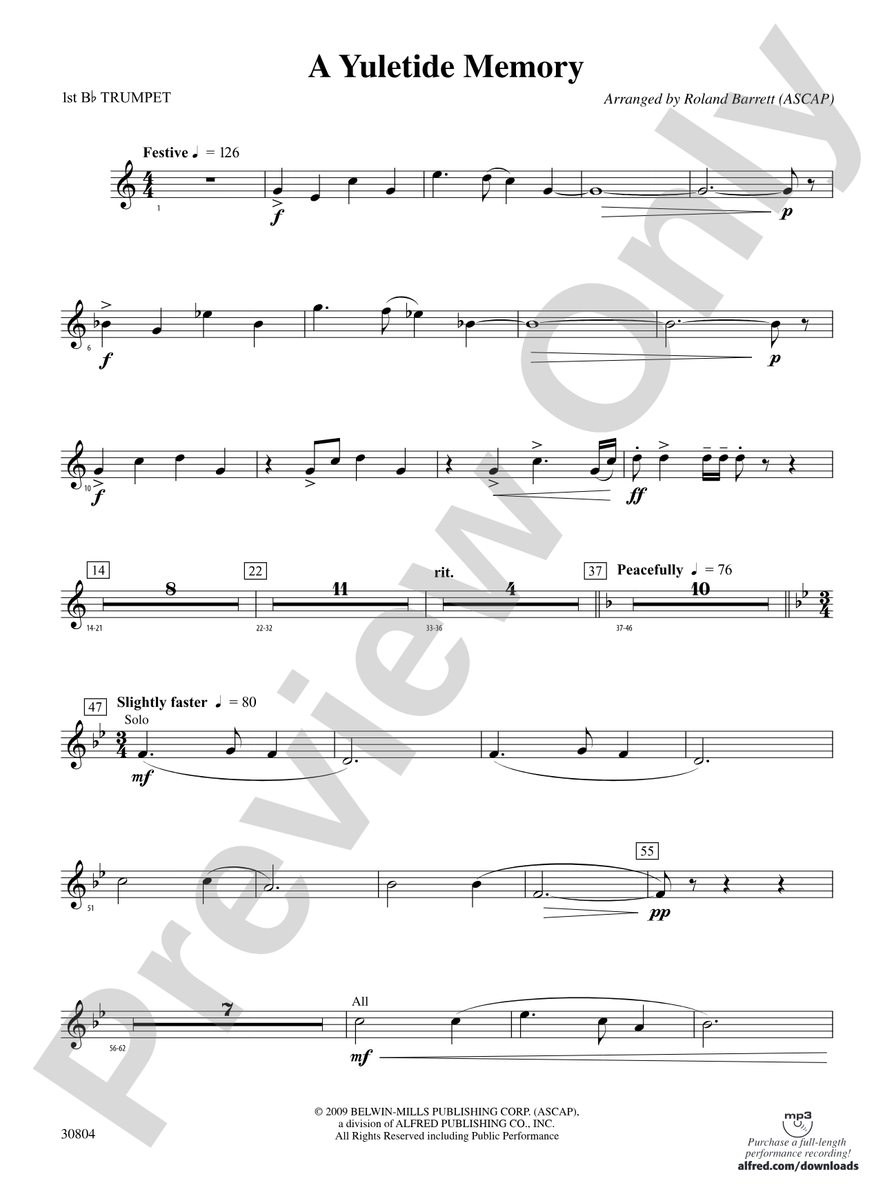 A Yuletide Memory: 1st B-flat Trumpet