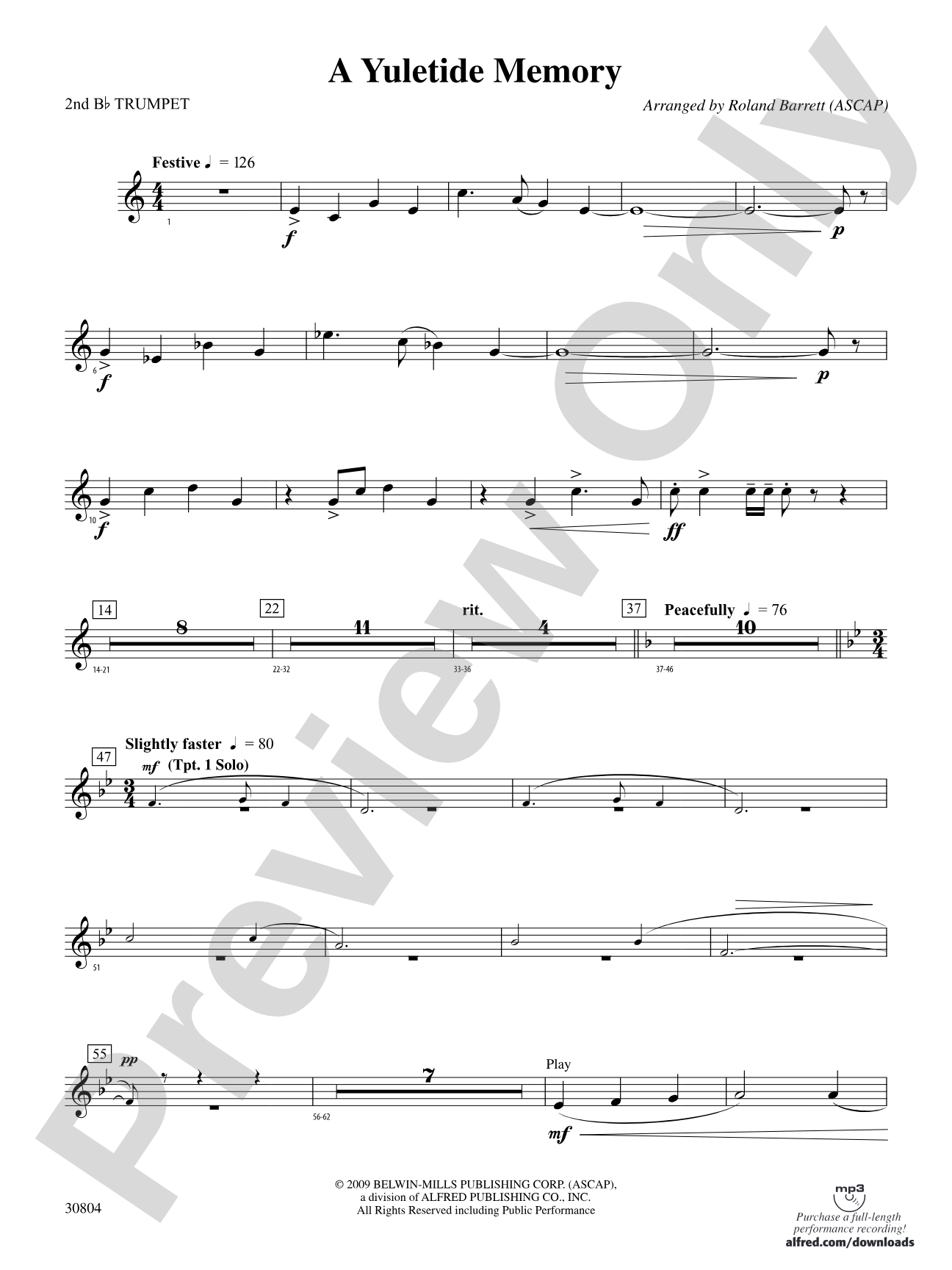 A Yuletide Memory: 2nd B-flat Trumpet