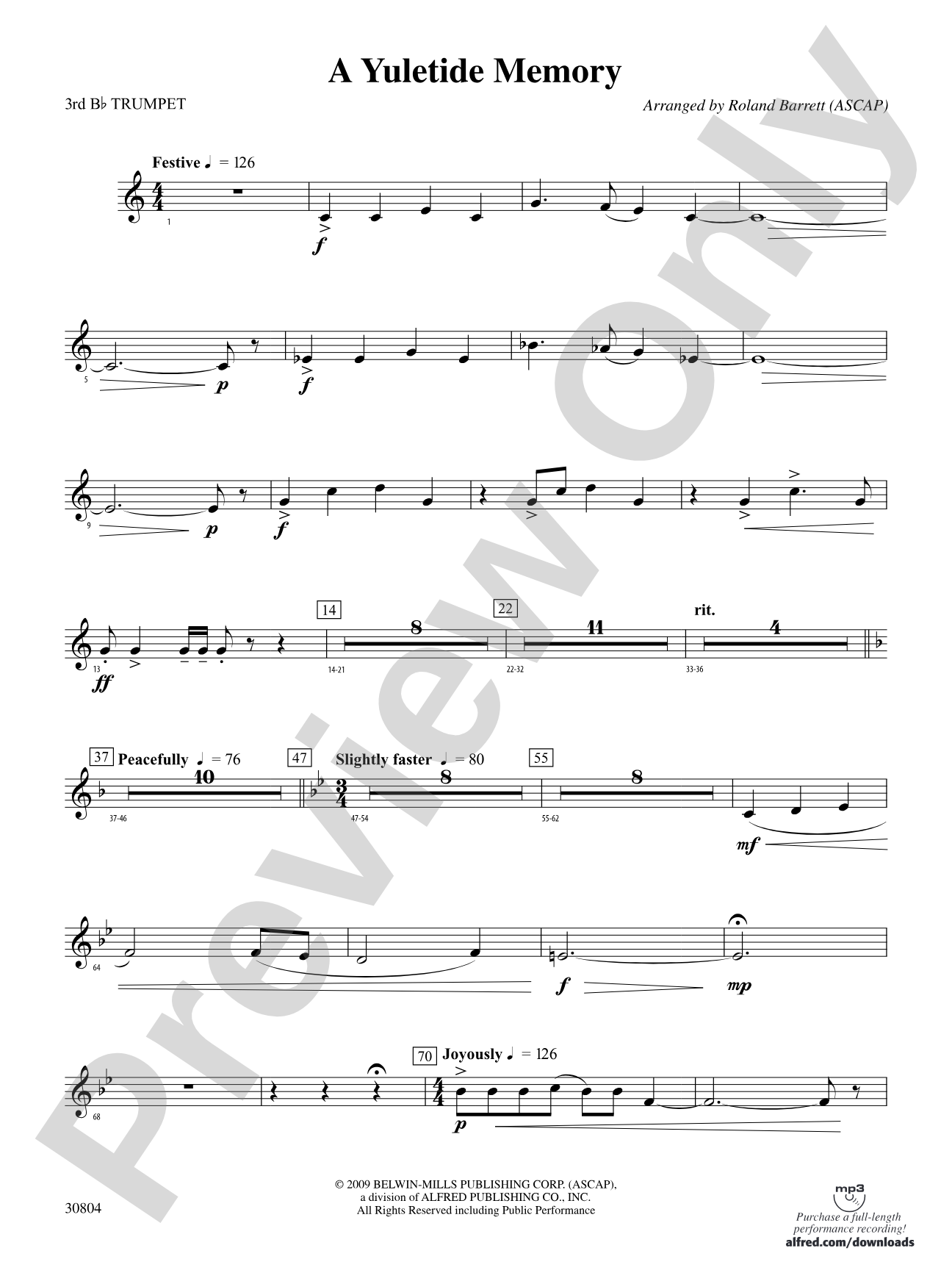 A Yuletide Memory: 3rd B-flat Trumpet