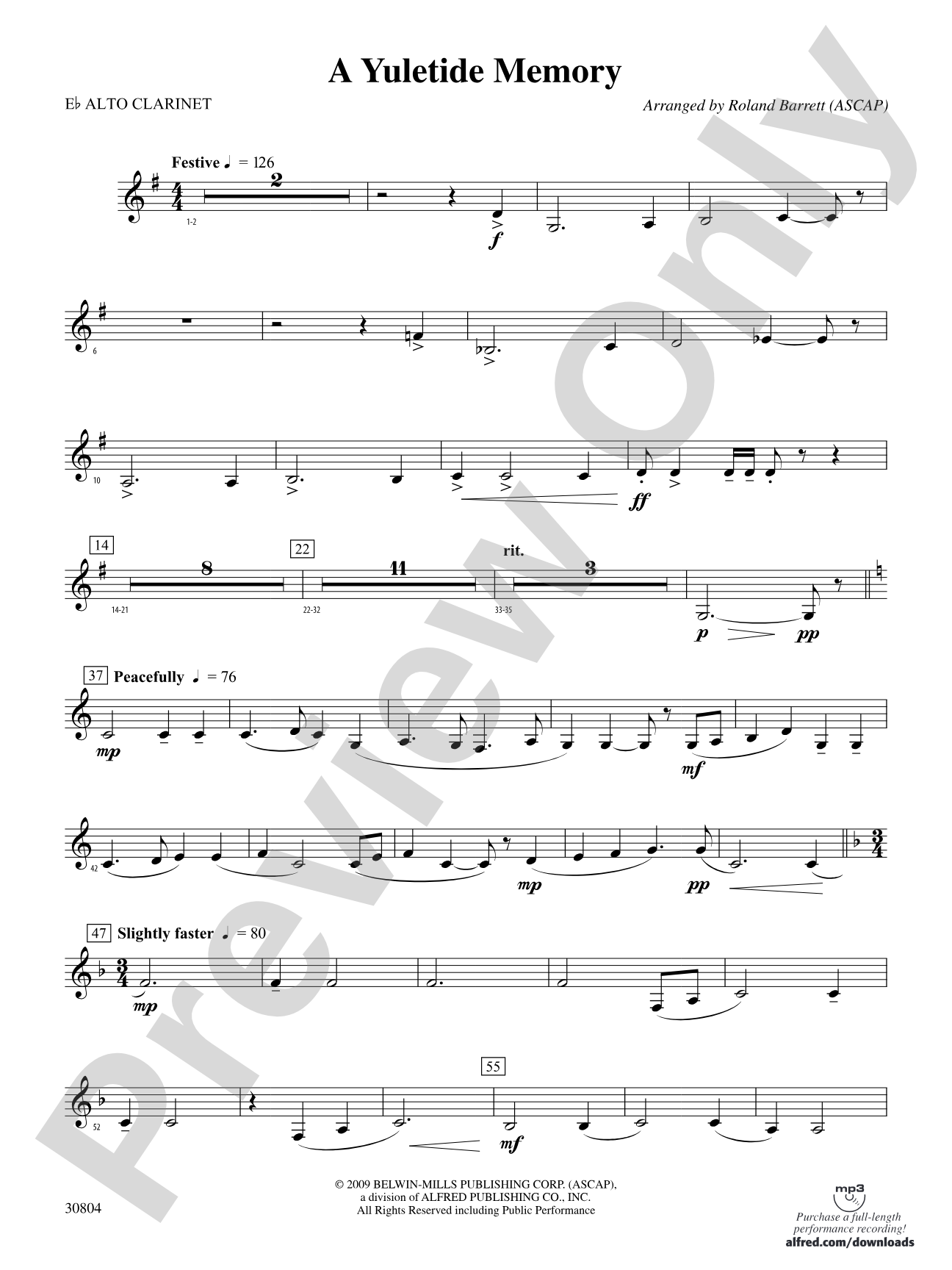 A Yuletide Memory: (wp) E-flat Alto Clarinet