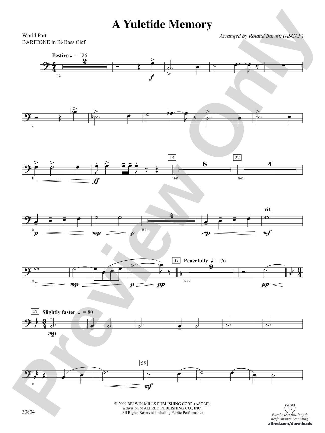 A Yuletide Memory: (wp) B-flat Baritone B.C.