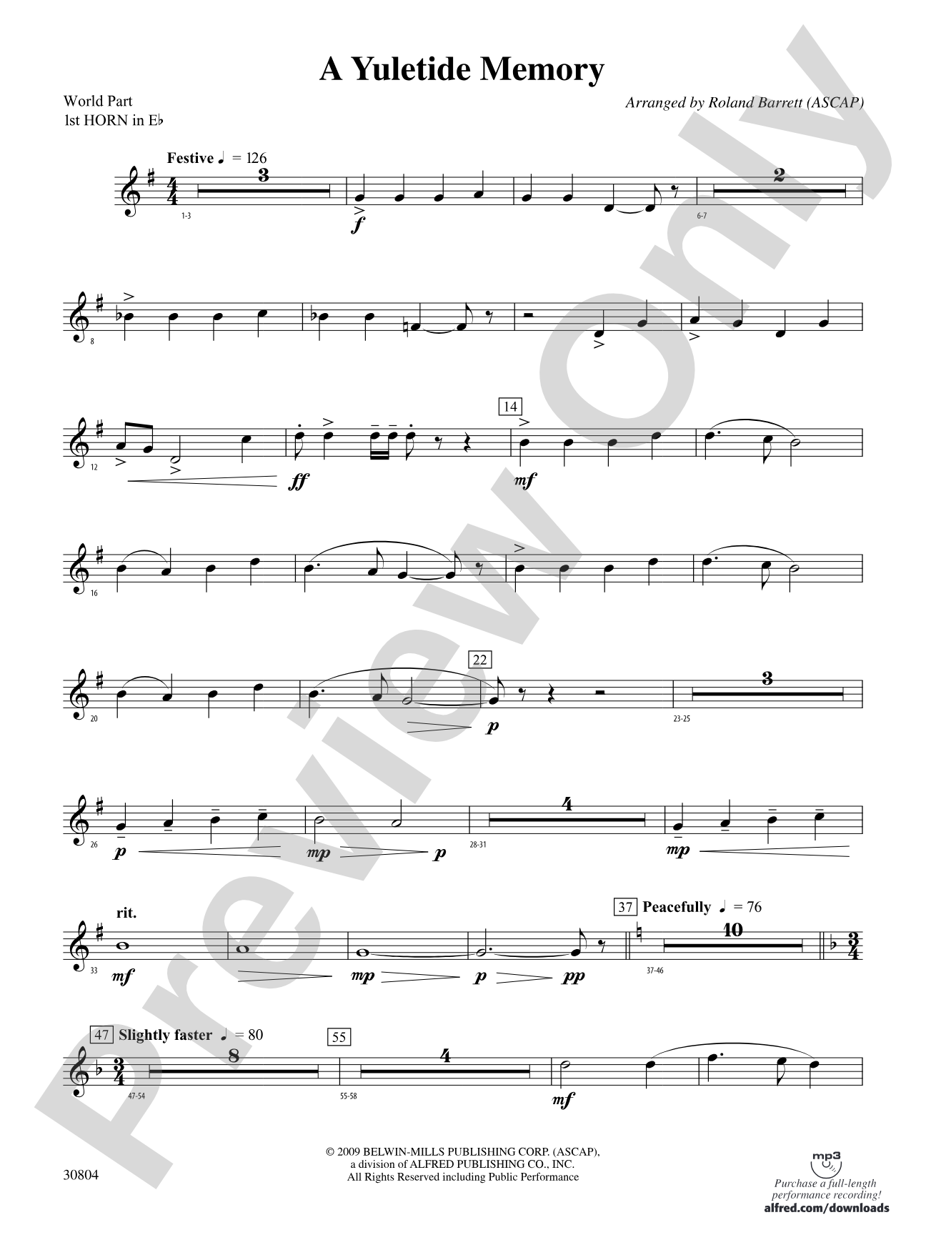 A Yuletide Memory: (wp) 1st Horn in E-flat