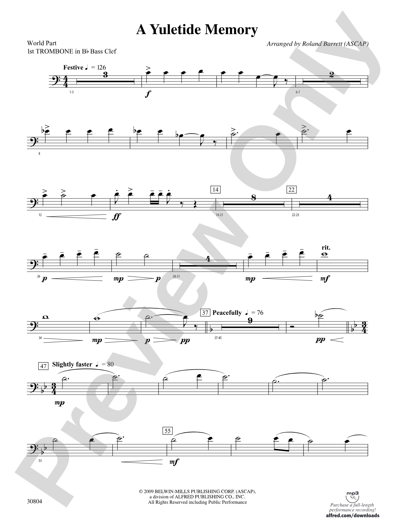 A Yuletide Memory: (wp) 1st B-flat Trombone B.C.