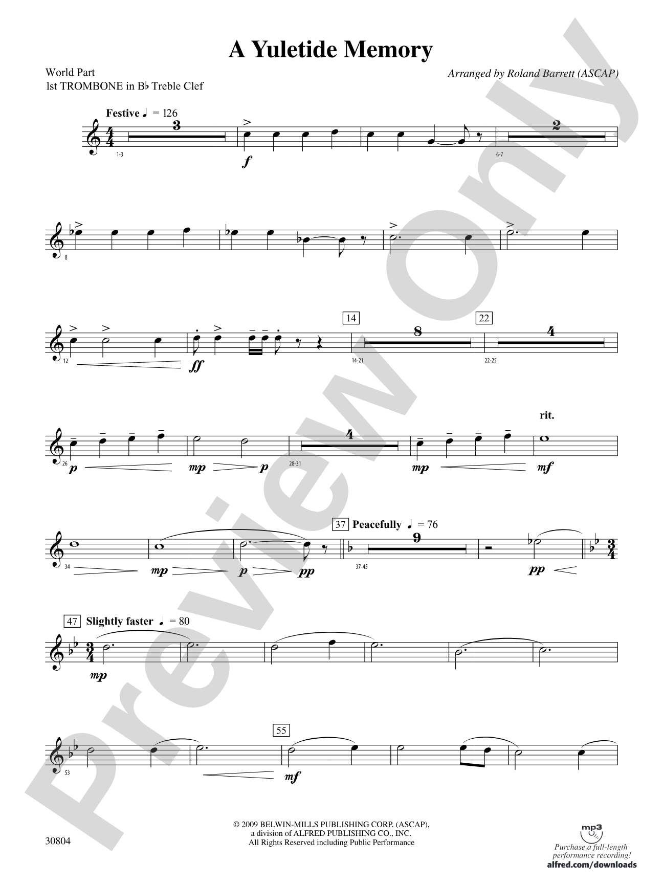 A Yuletide Memory: (wp) 1st B-flat Trombone T.C.