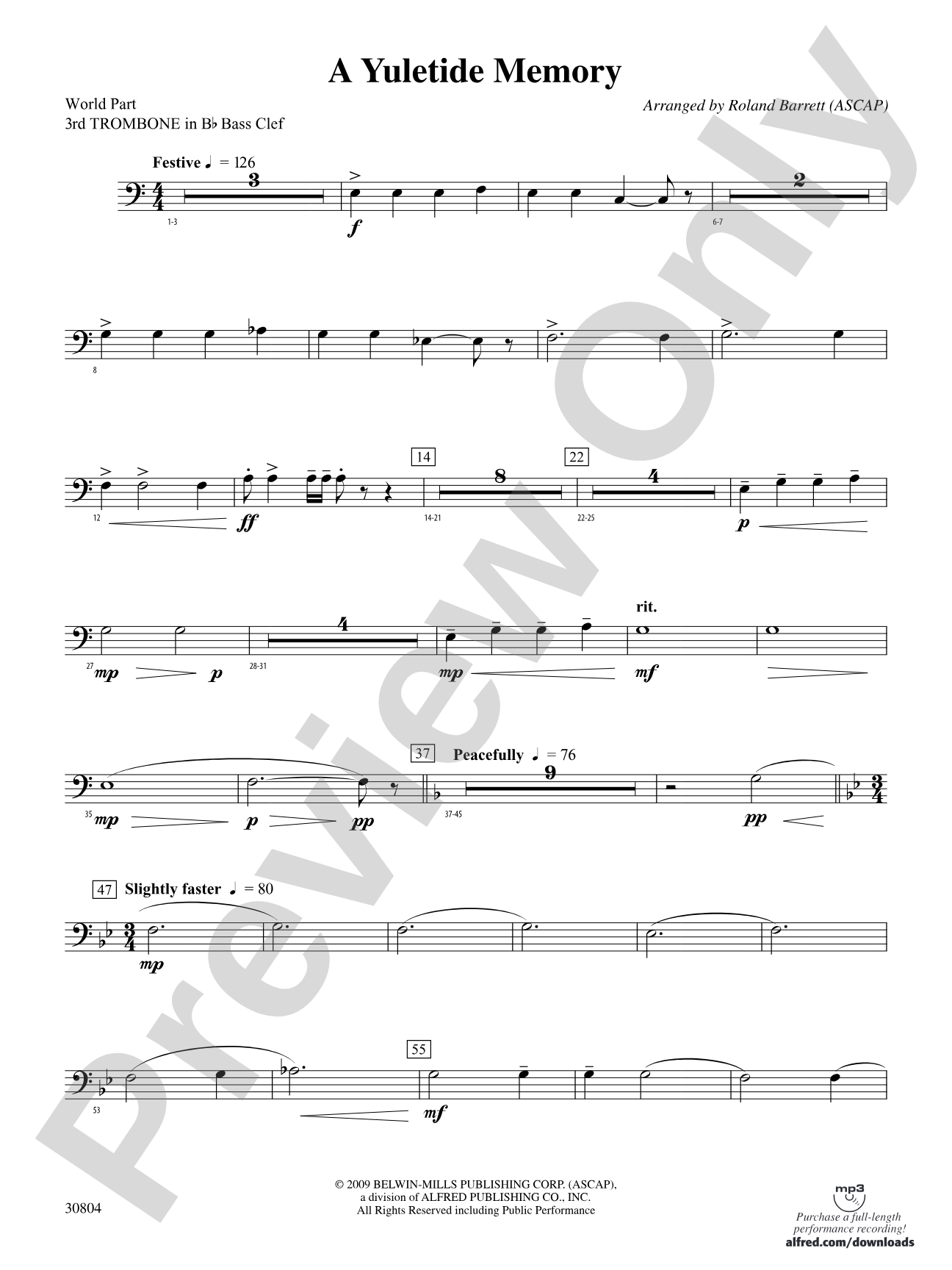 A Yuletide Memory: (wp) 3rd B-flat Trombone B.C.