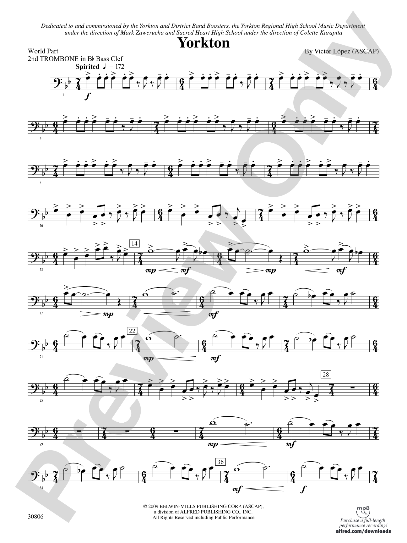 Yorkton: (wp) 2nd B-flat Trombone B.C.