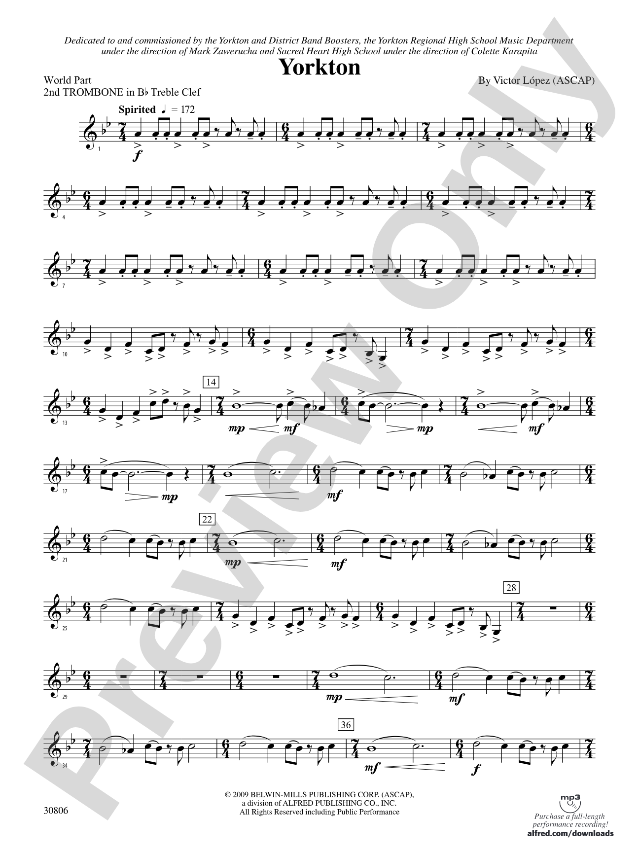 Yorkton: (wp) 2nd B-flat Trombone T.C.