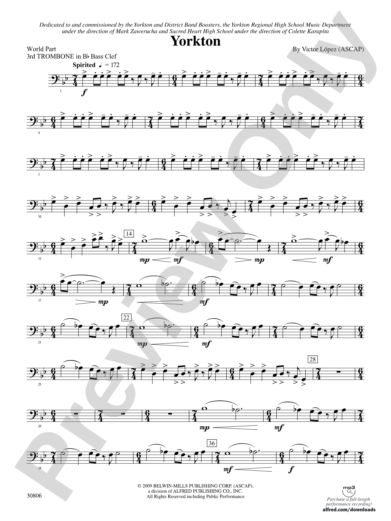 Yorkton: (wp) 3rd B-flat Trombone B.C.