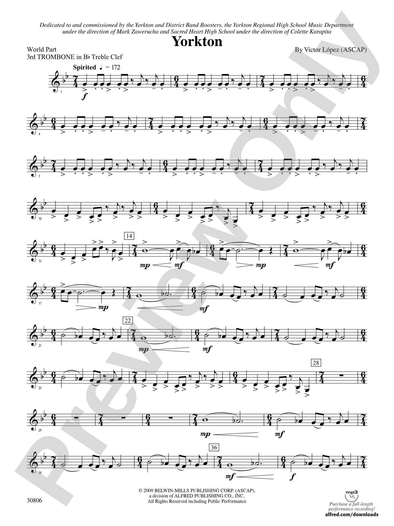 Yorkton: (wp) 3rd B-flat Trombone T.C.