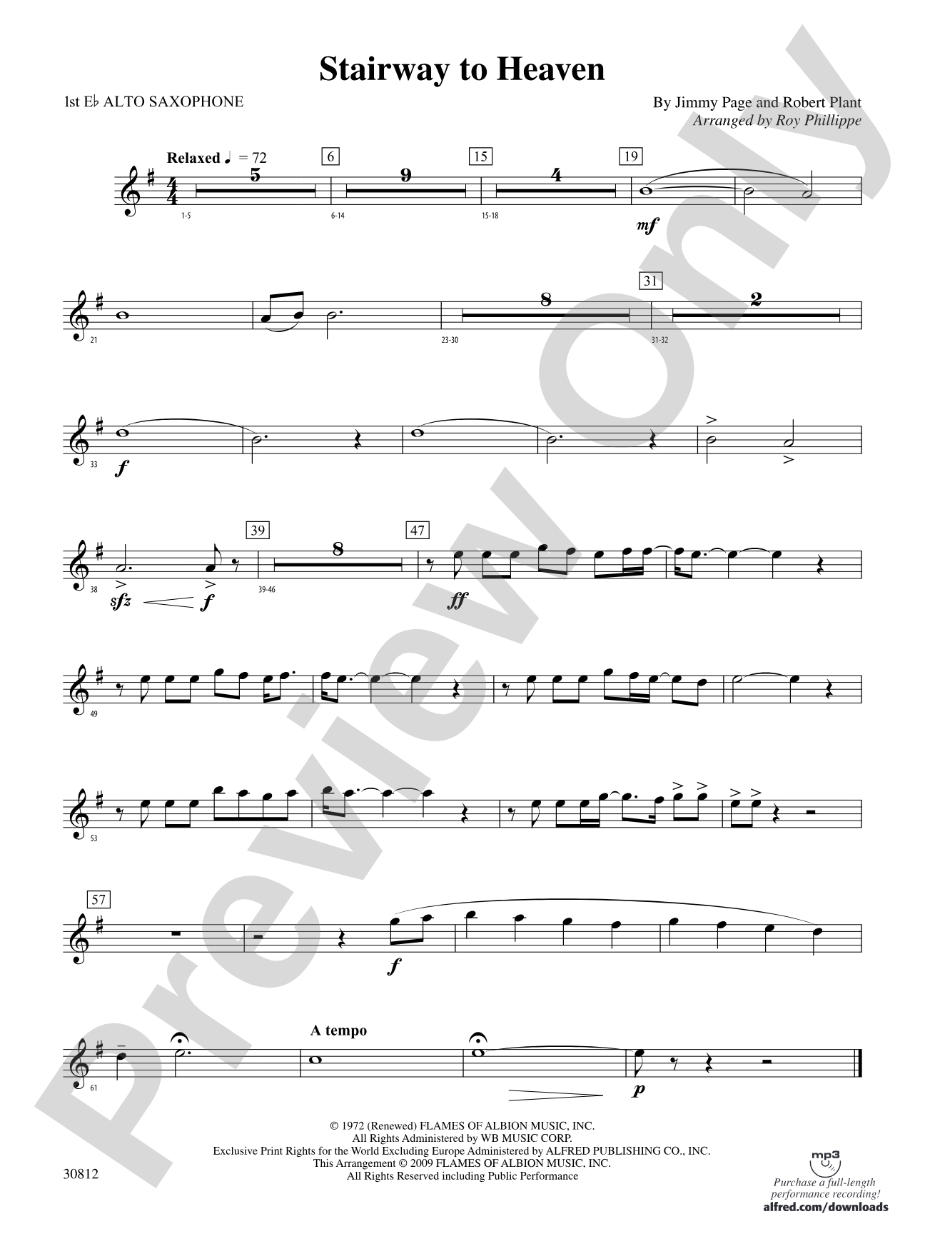 Stairway to Heaven: E-flat Alto Saxophone